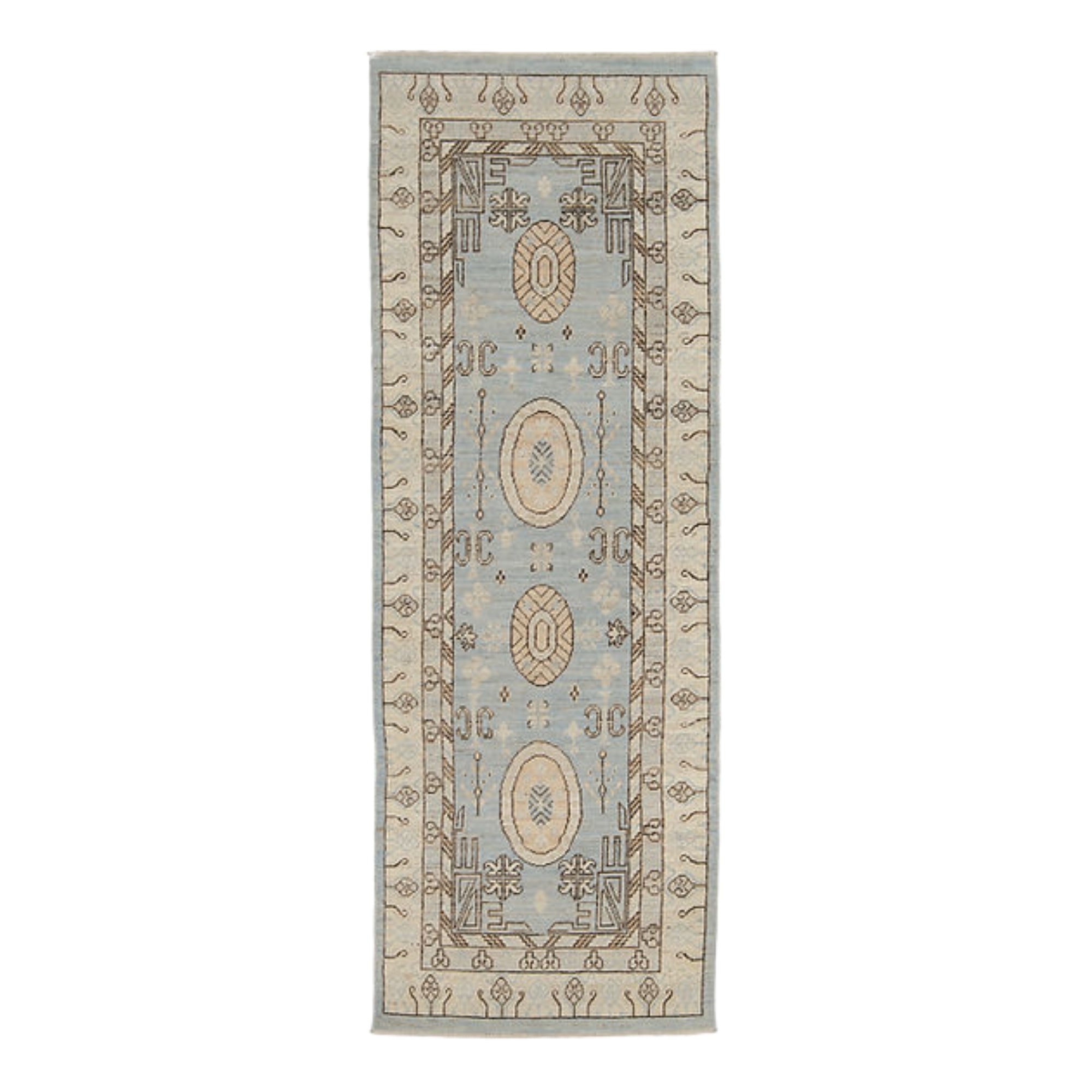 3 x 9.1 ft Hand Knotted Khotan Runner