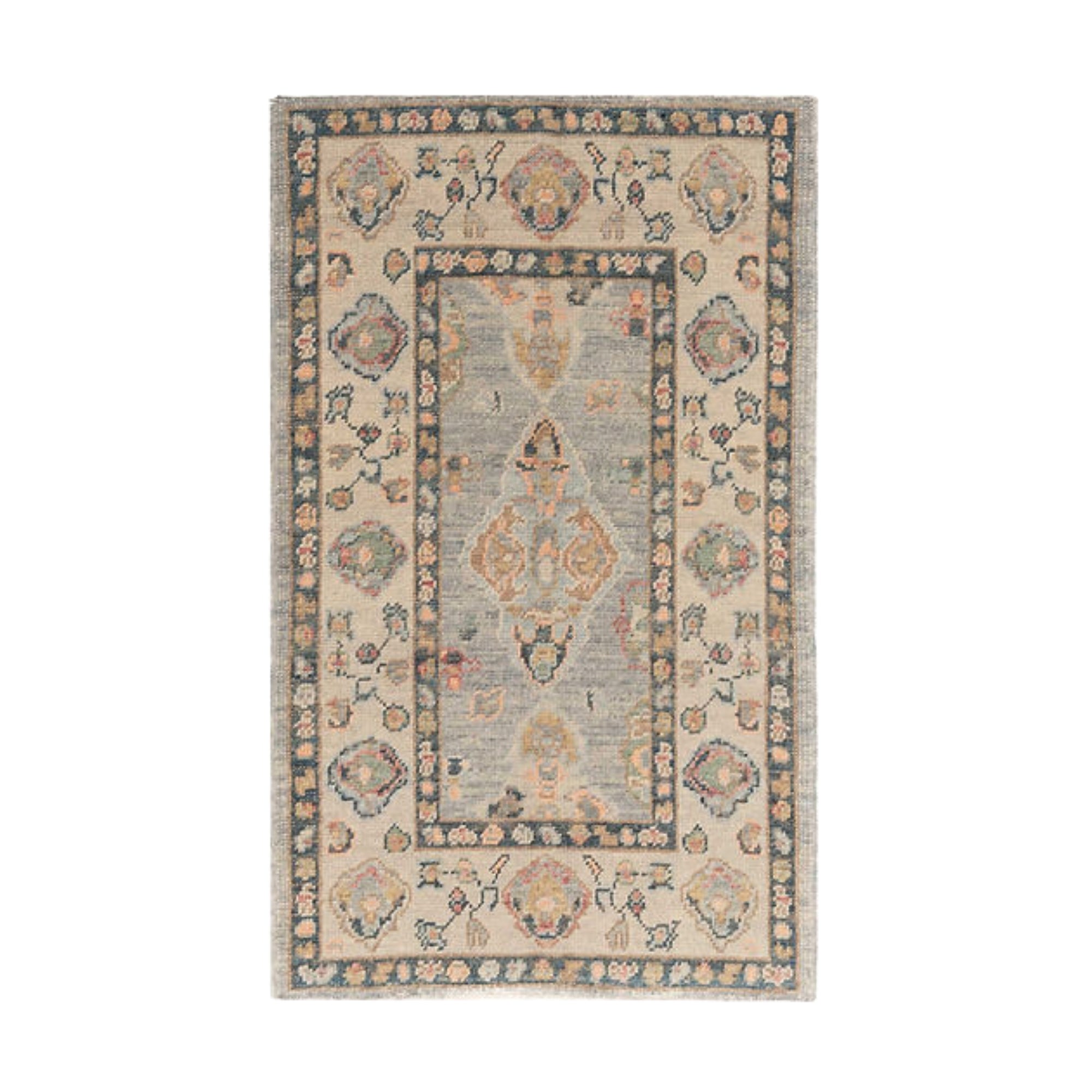 3.4 x 5.3 ft Hand Knotted Oushak Rug