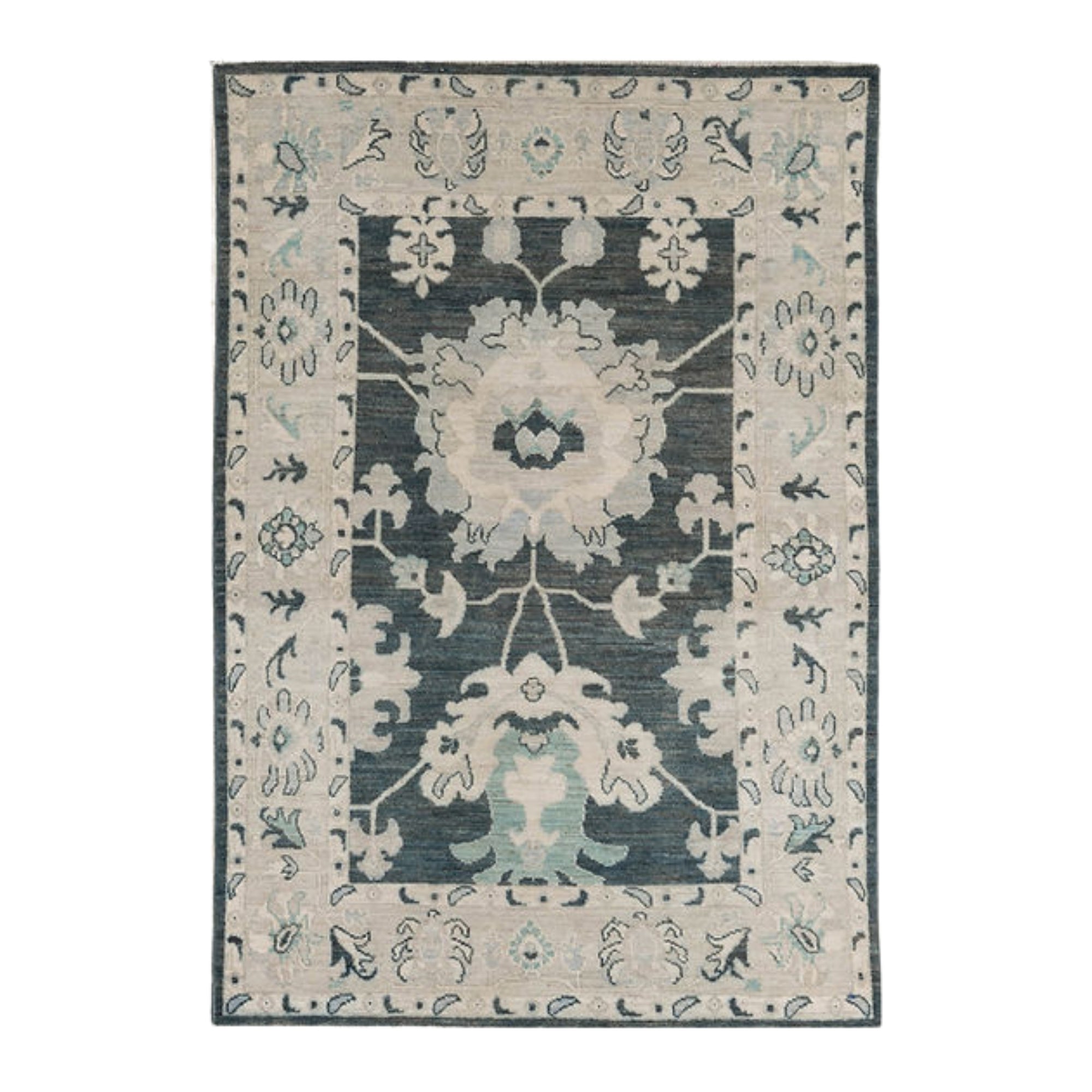 3.11 x 5.7 ft Hand Knotted Oushak Rug