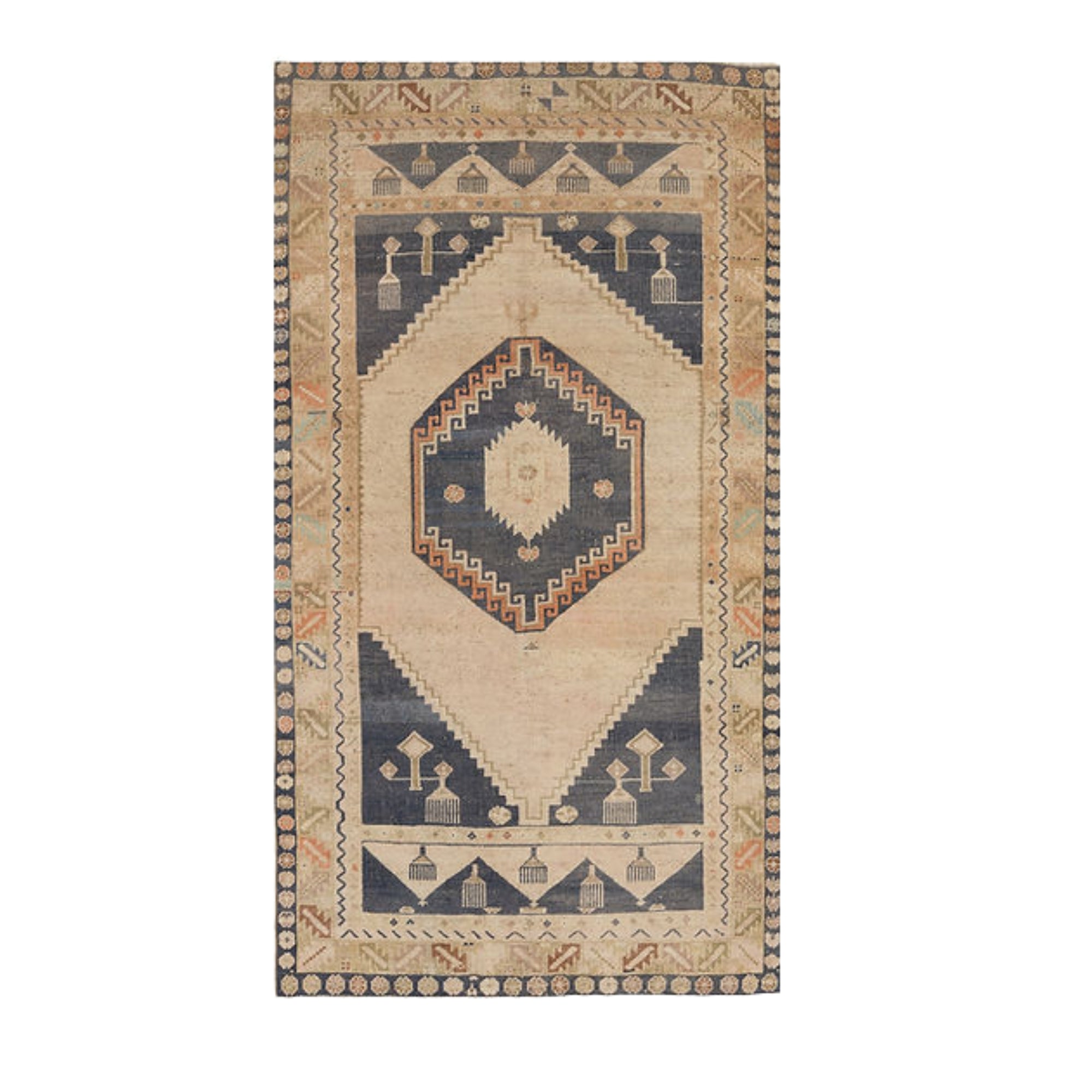 4.4 x 8.2 ft Hand Knotted Vintage Oushak Rug