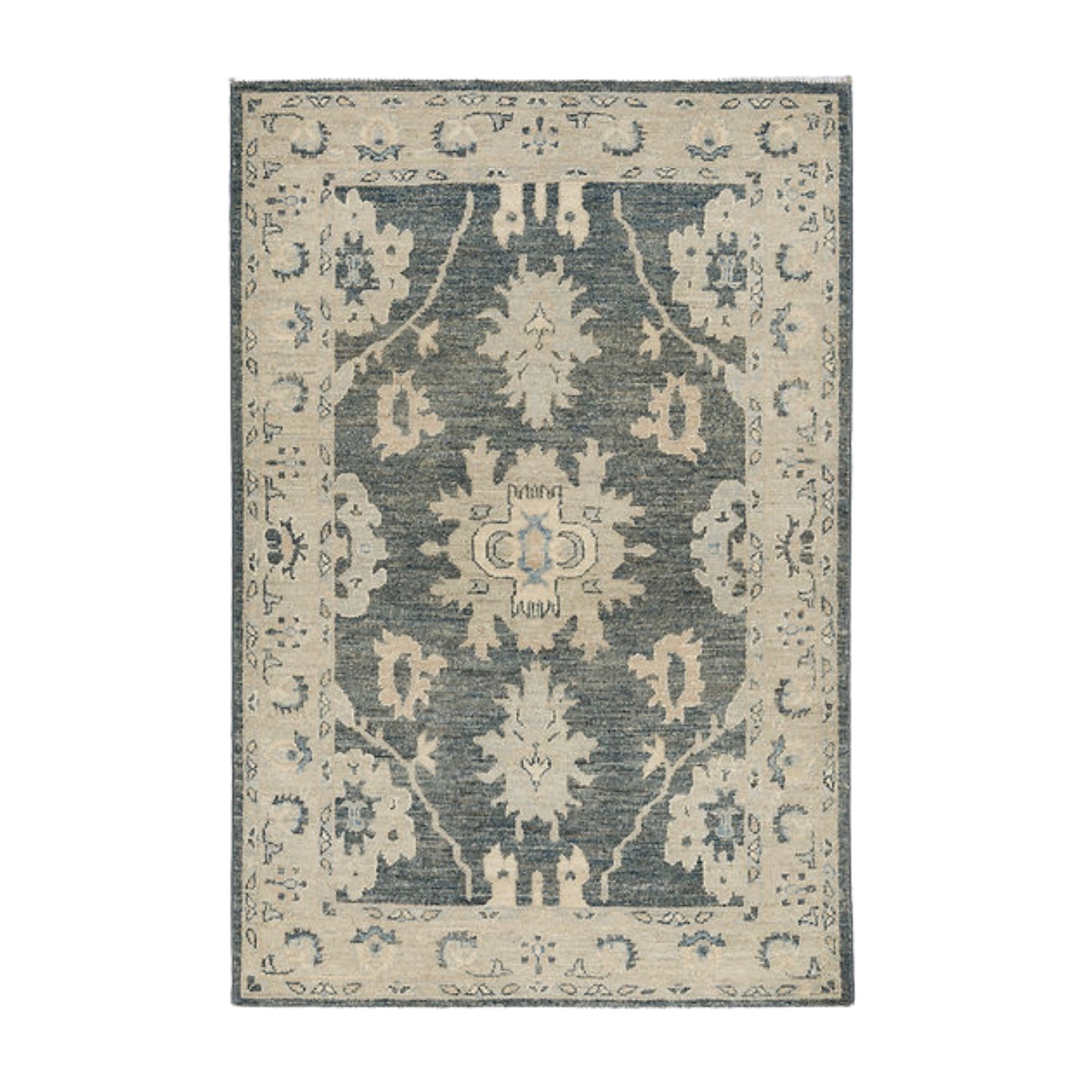 3.4 x 5 ft Hand Knotted Oushak Rug