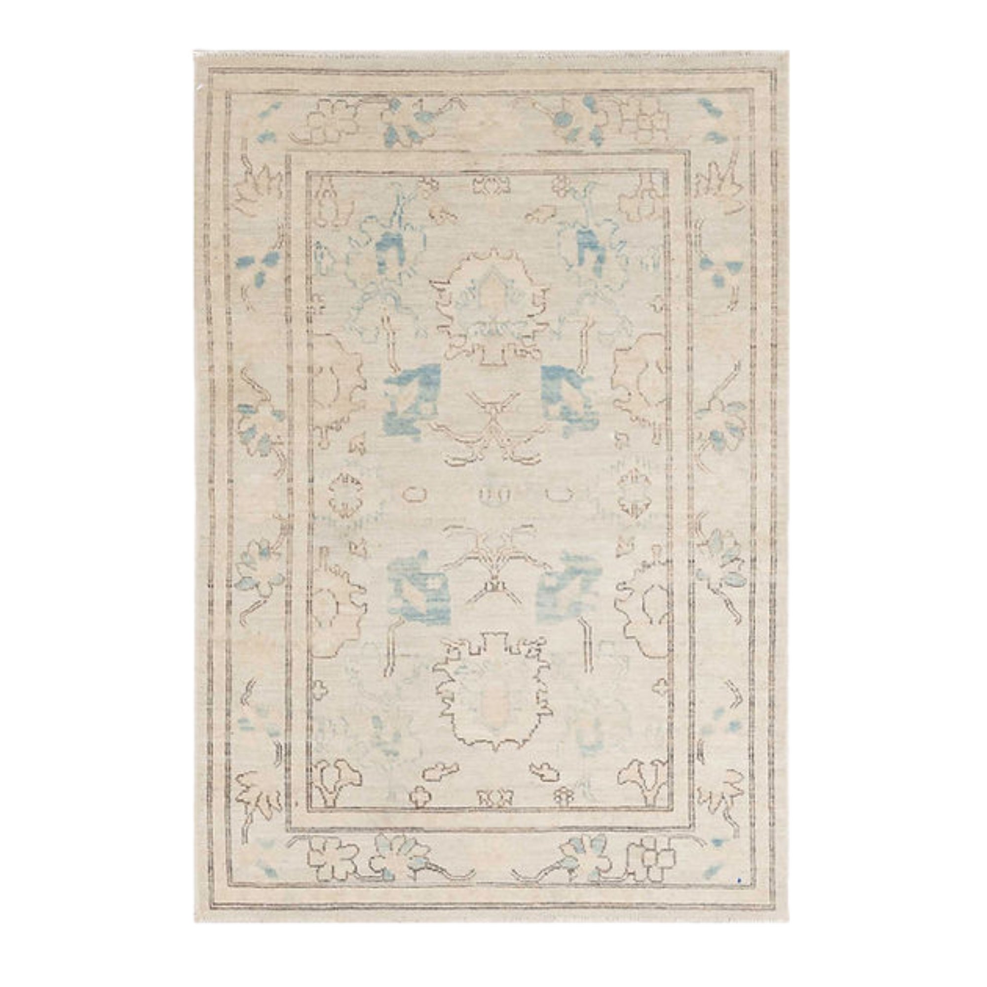 3.11 x 5.10 ft Hand Knotted Oushak Rug