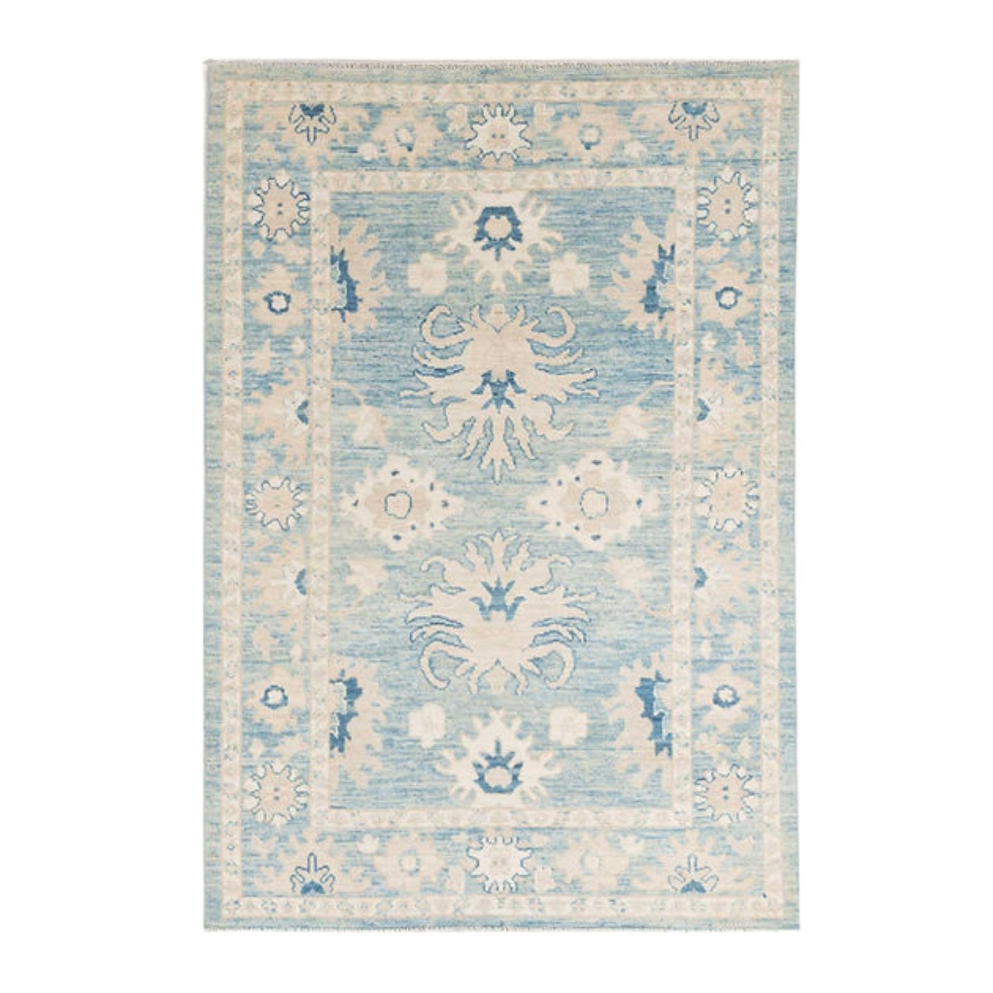 4 x 5.10 ft Hand Knotted Oushak Rug