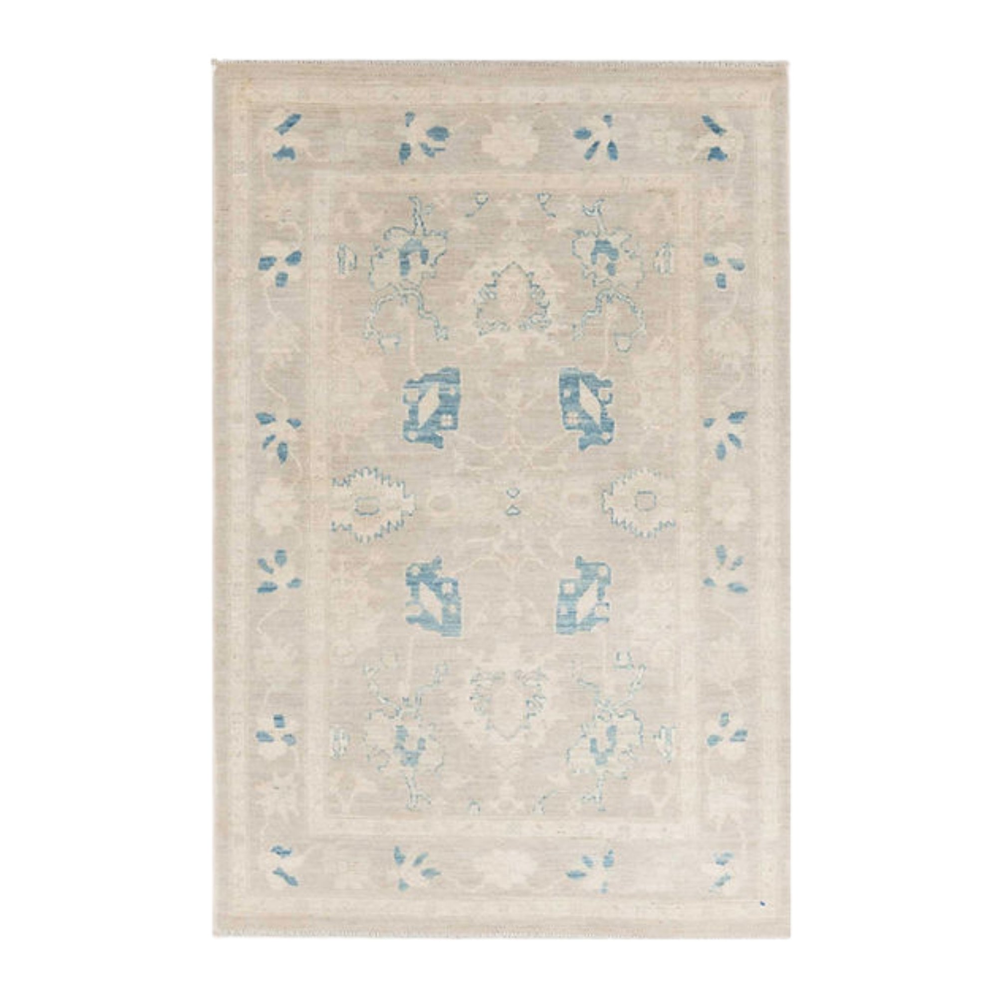 3.9 x 5.9 ft Hand Knotted Oushak Rug