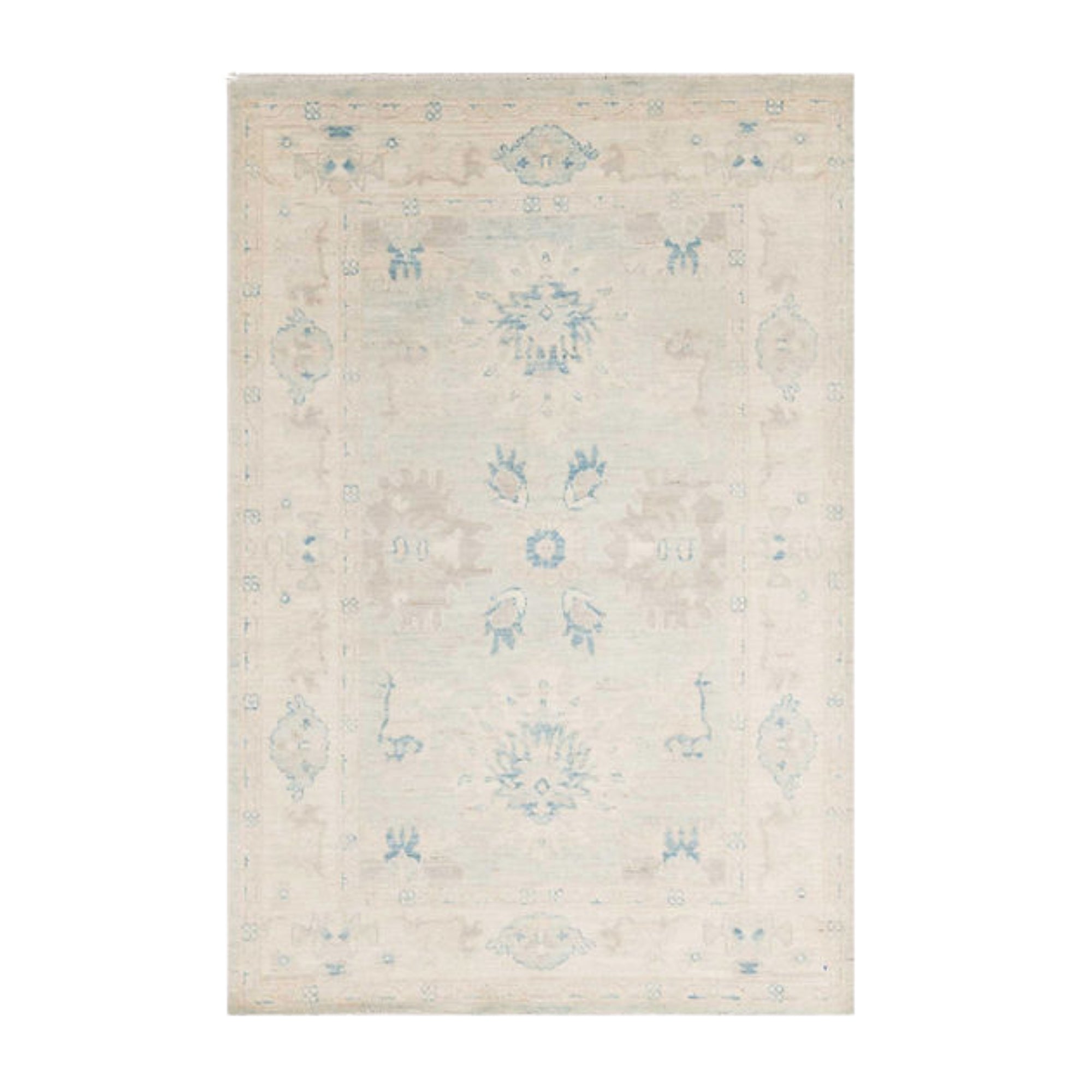 4.2 x 6.2 ft Hand Knotted Oushak Rug