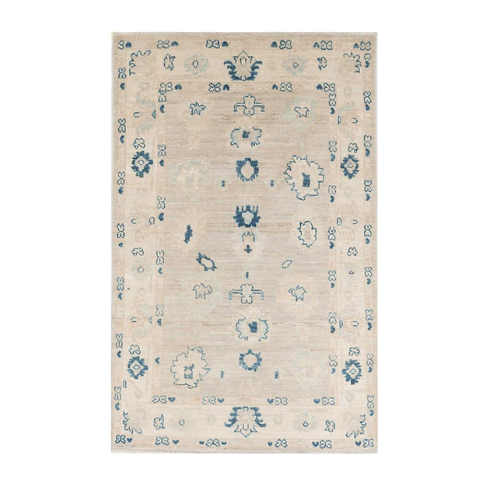 3.10 x 5.11 ft Hand Knotted Oushak Rug