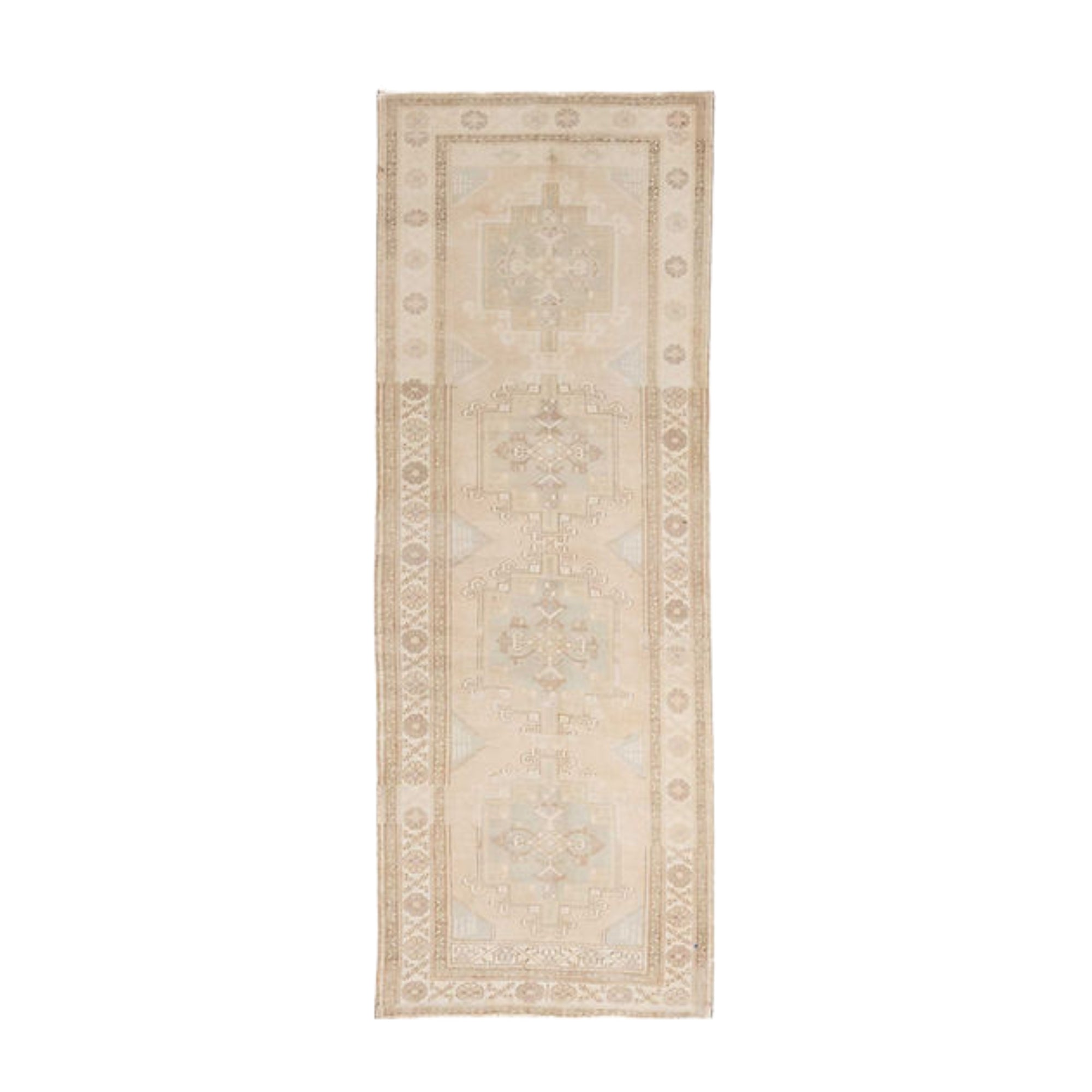 3 x 8.8 ft Hand Knotted Vintage Oushak Runner