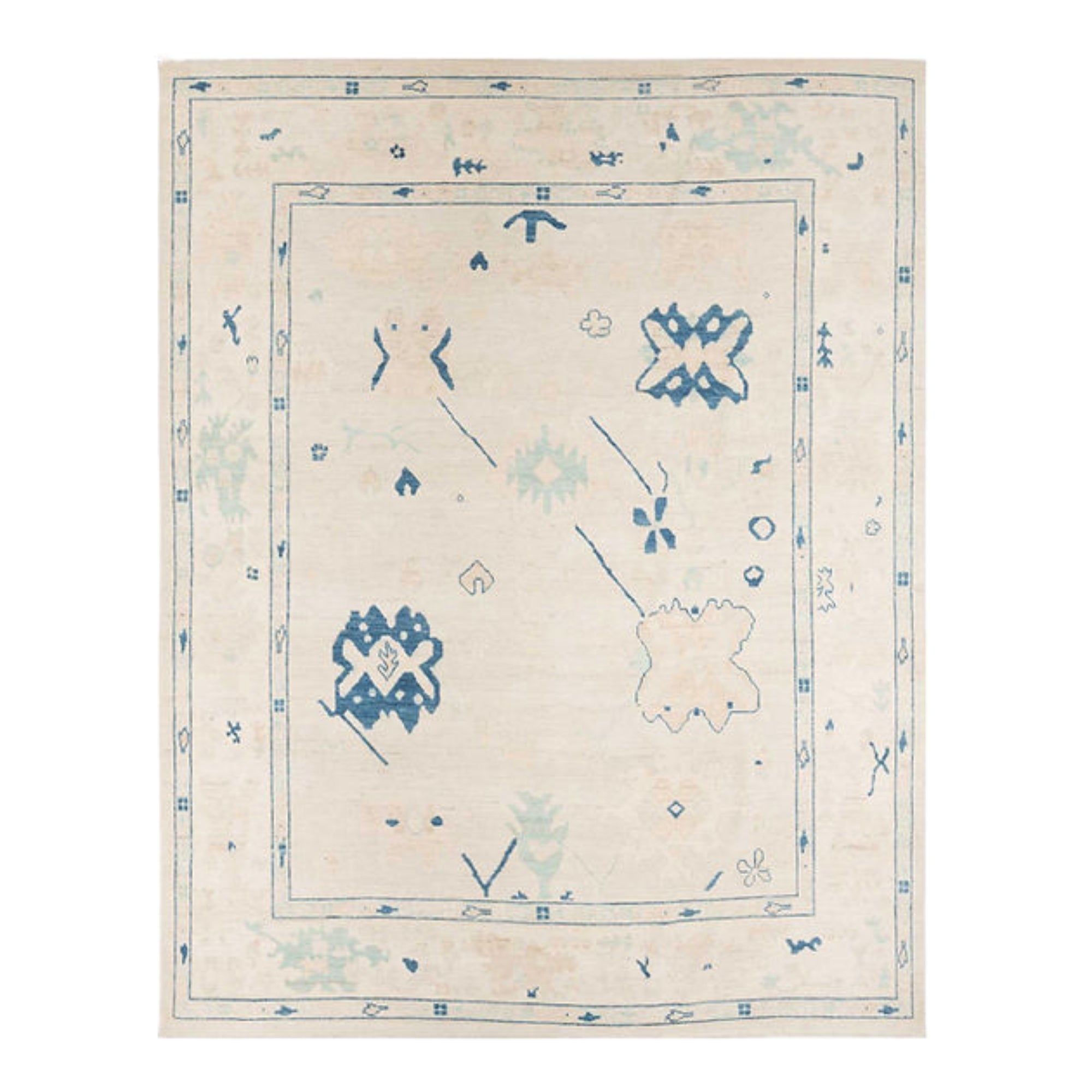 7.11 x 10.1 ft Hand Knotted Oushak Rug