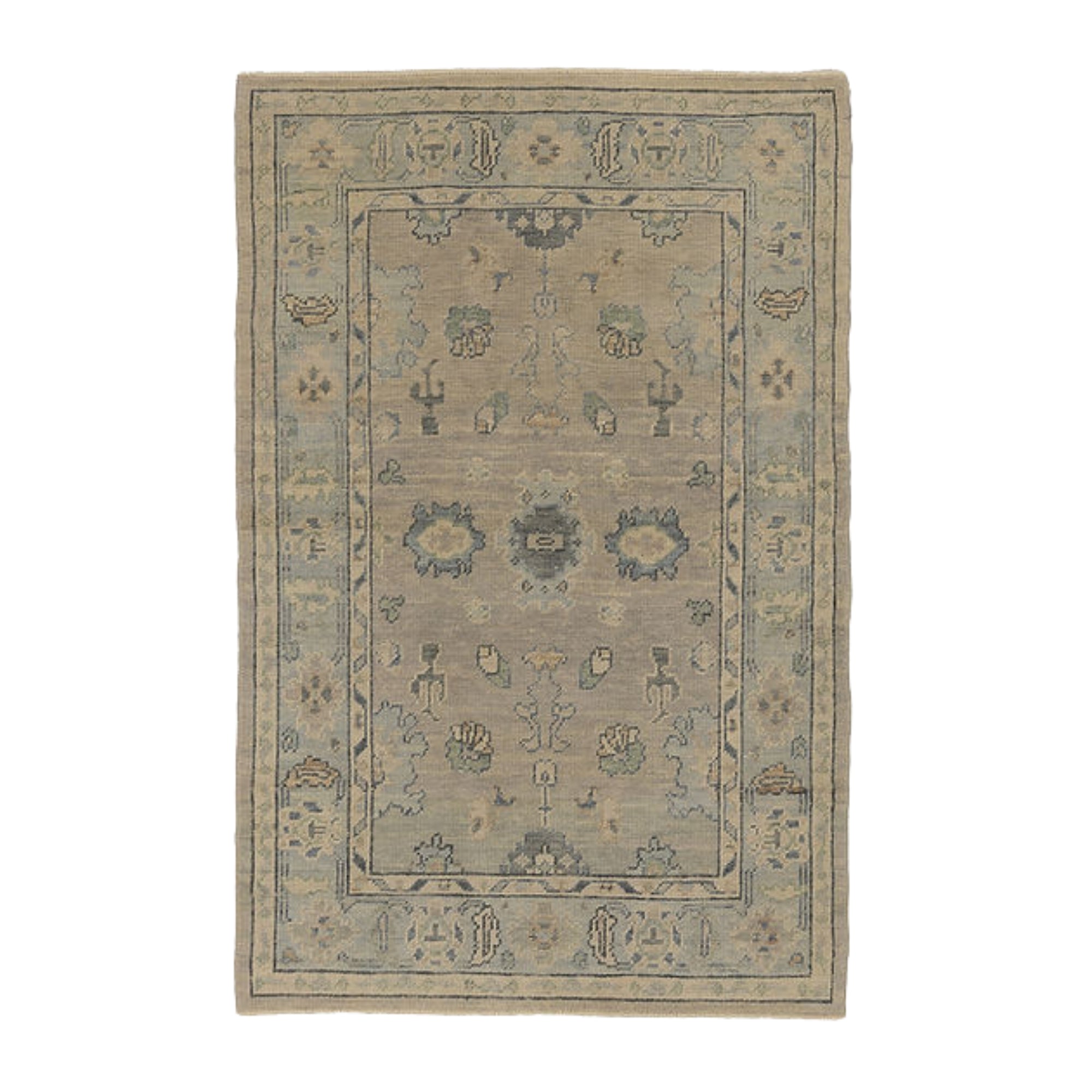 4 x 6.2 ft Hand Knotted Oushak Rug