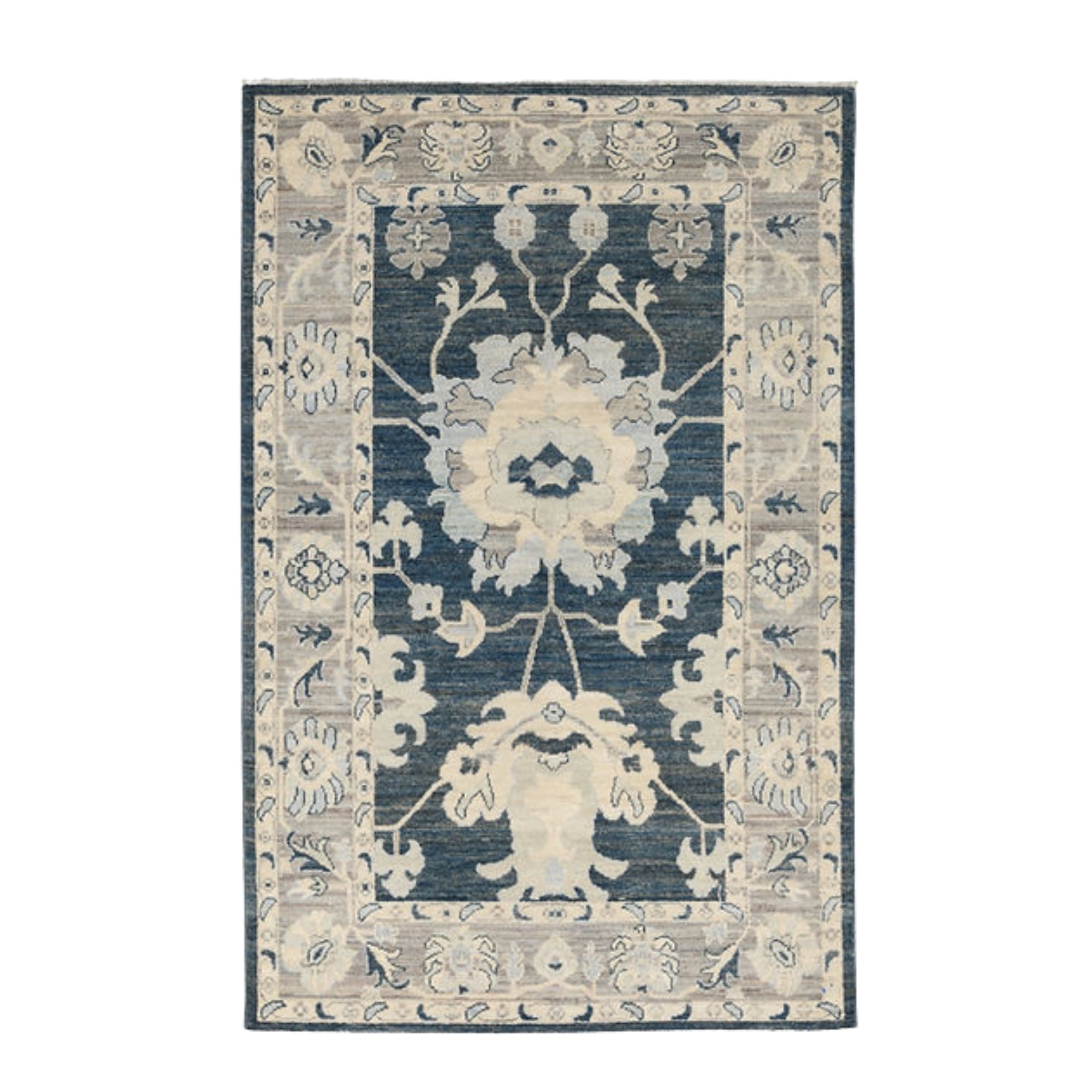 4.2 x 6.3 ft Hand Knotted Oushak Rug