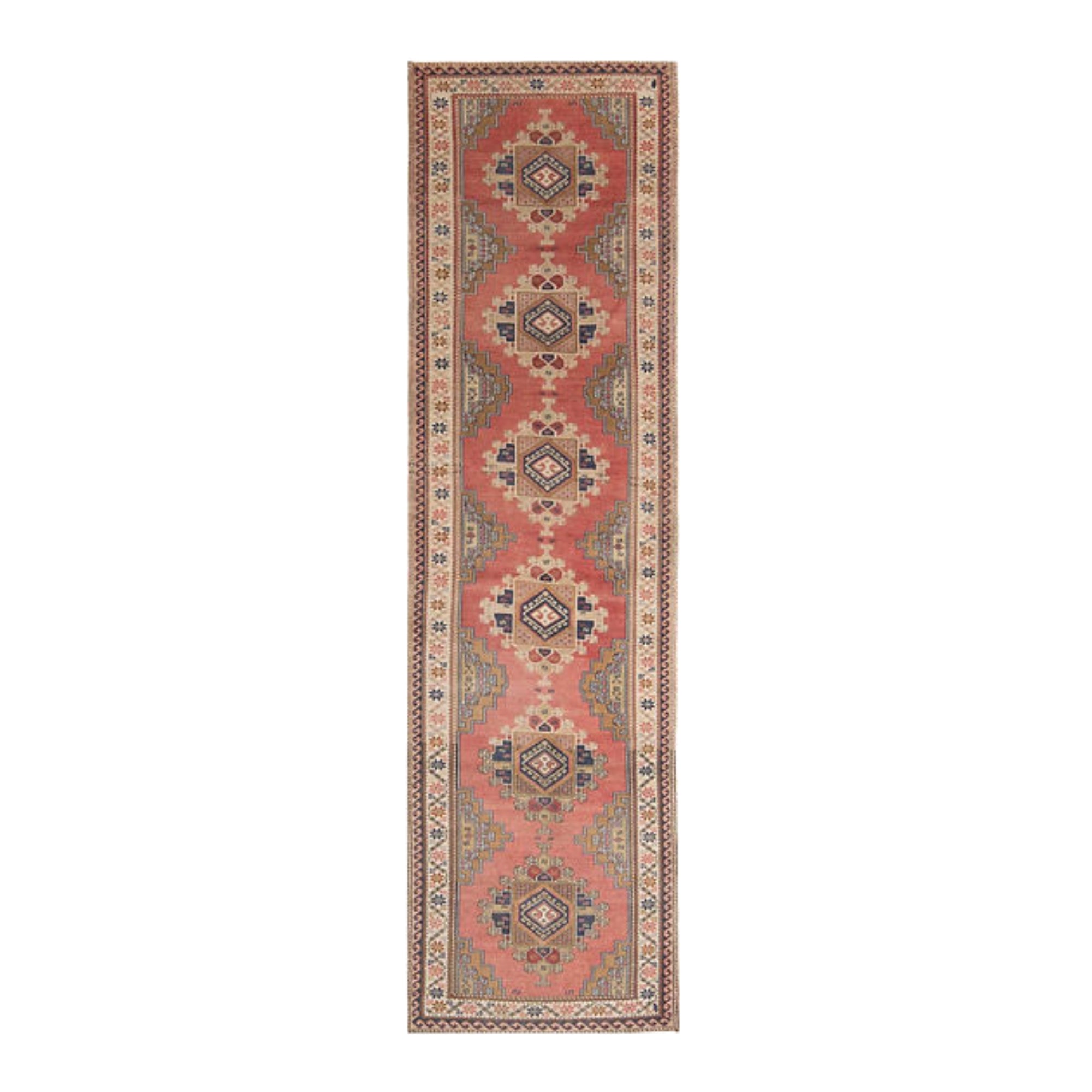 3.2 x 11.5 ft Hand Knotted Vintage Oushak Runner