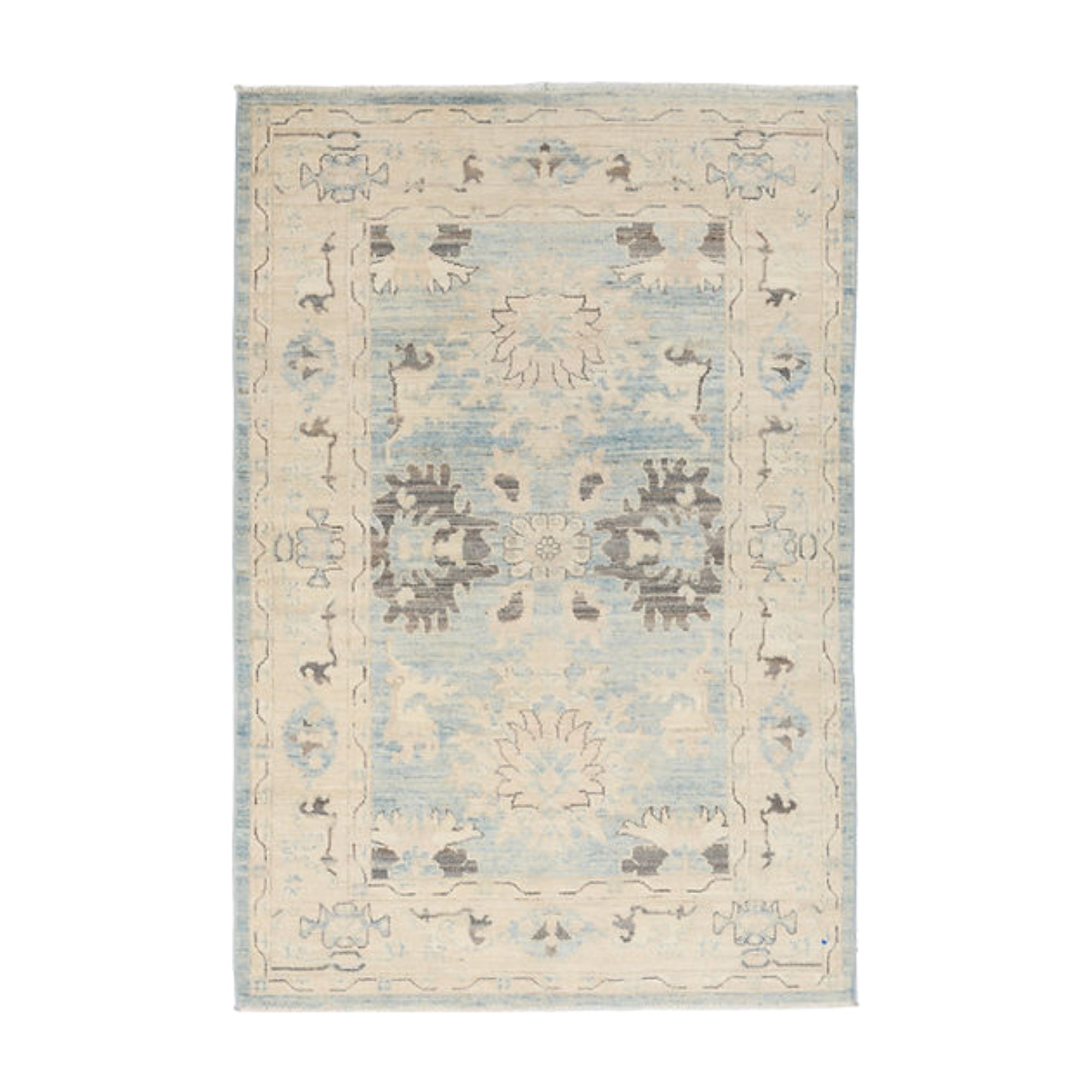 4.1 x 6.1 ft Hand Knotted Oushak Rug