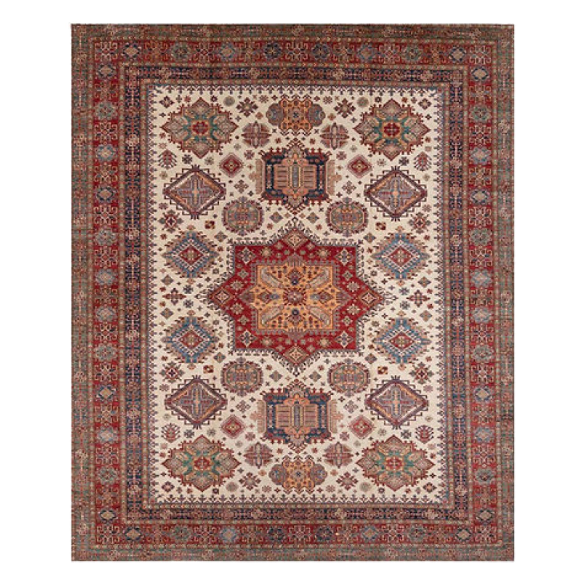 12.2 x 14.11 ft Hand Knotted Fine Kazak Rug