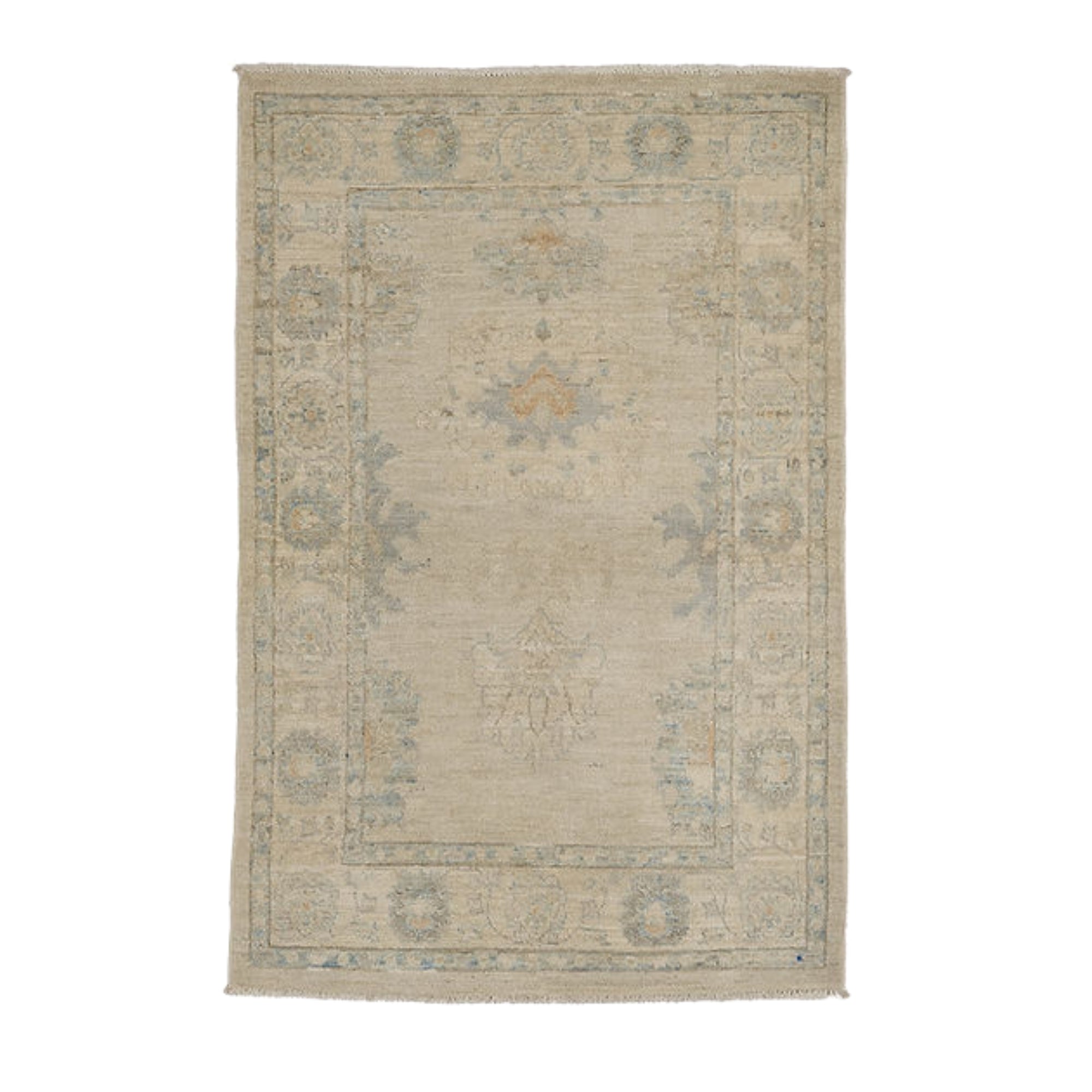 3.2 x 4.11 ft Hand Knotted Oushak Rug