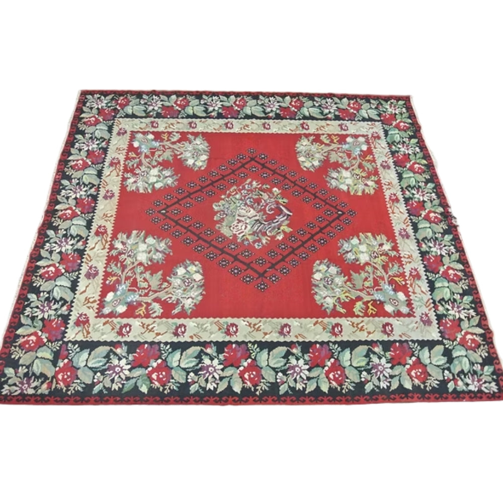 9.3 x 10.4 ft Hand Woven Kilim Rug