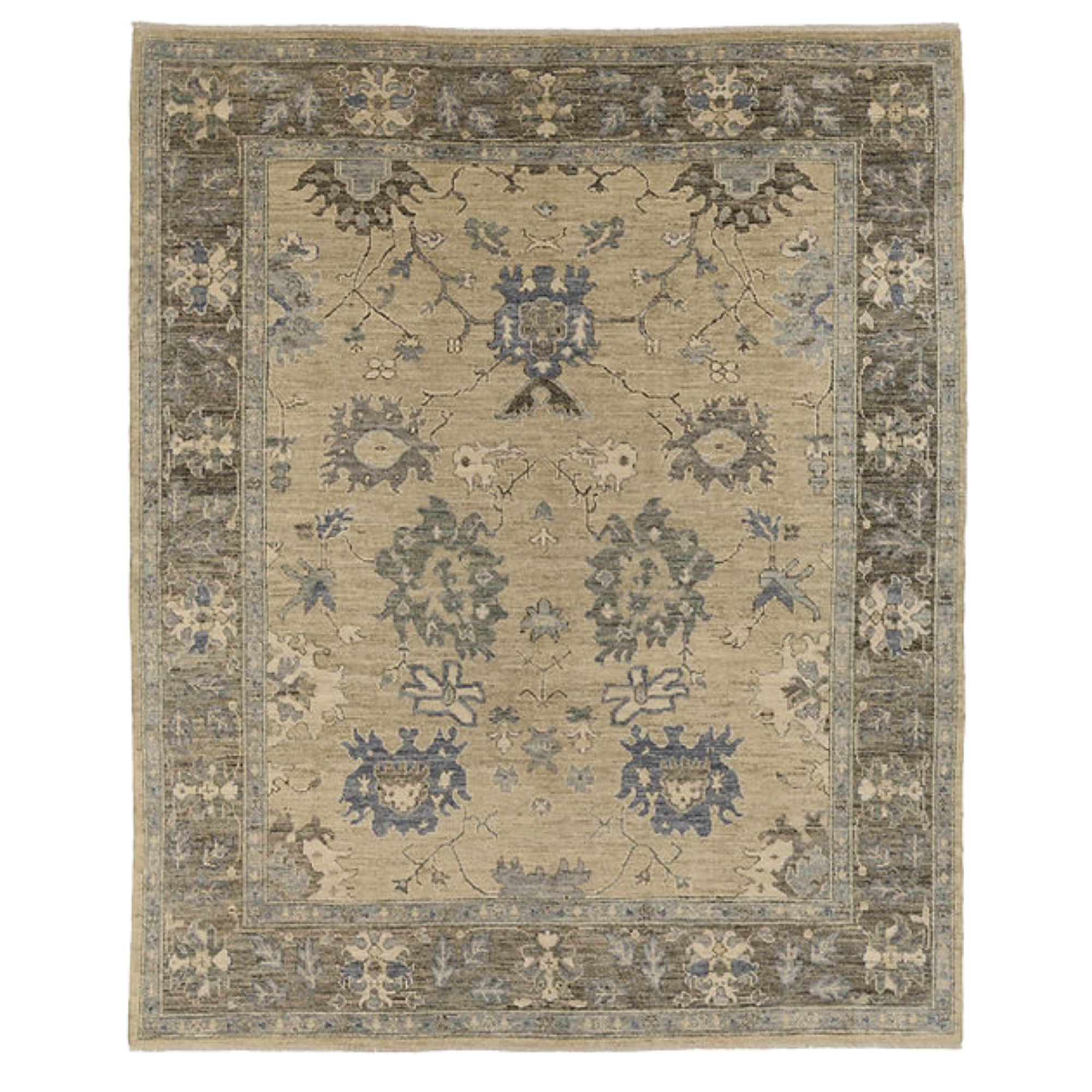 7.10 x 9.6 ft Hand Knotted Oushak Rug