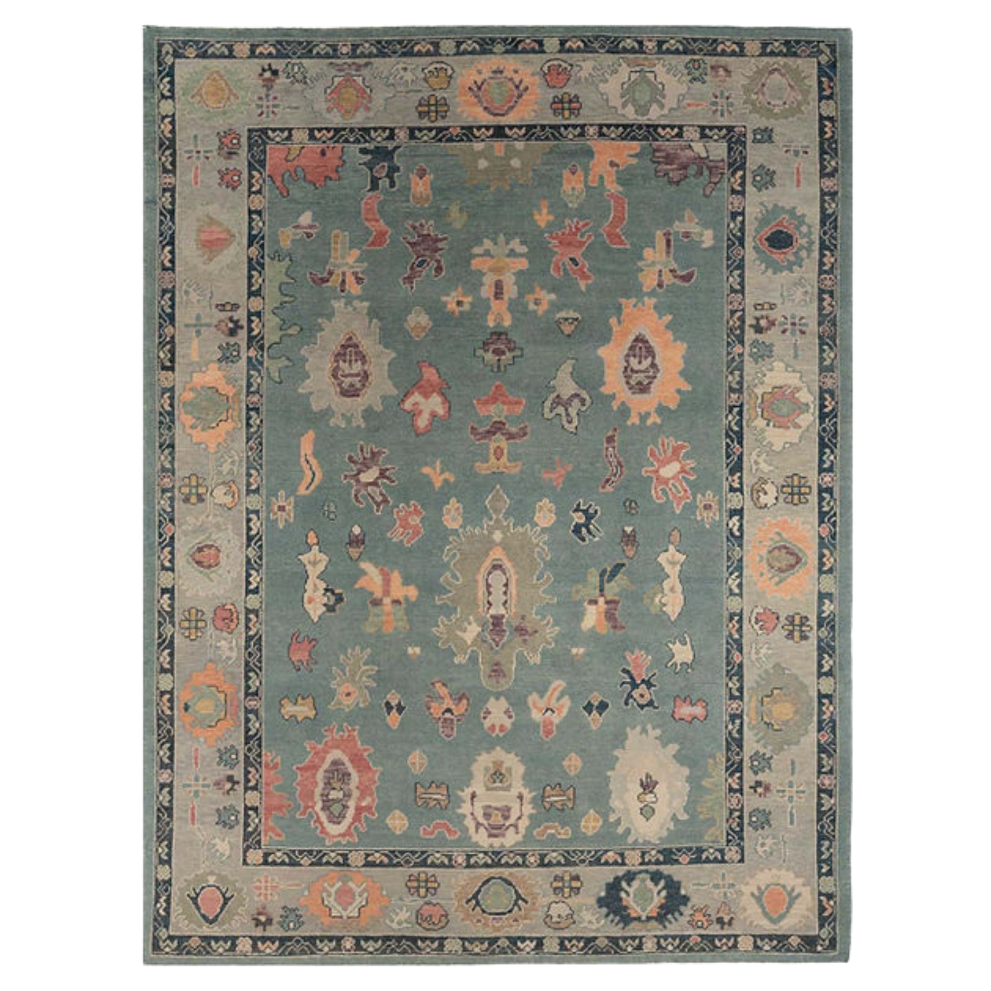 9 x 12 ft Hand Knotted Oushak Rug