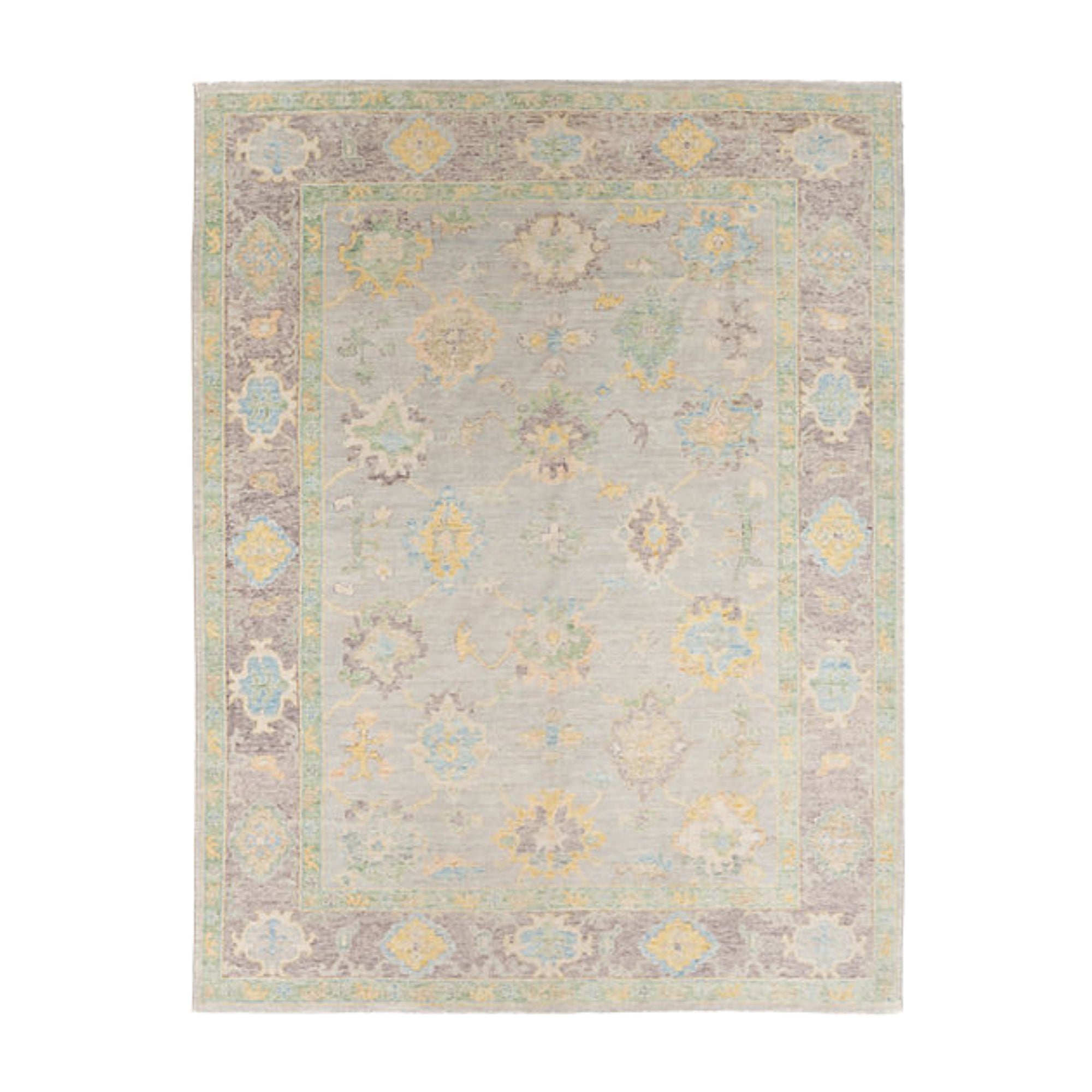 9.1 x 12 ft Hand Knotted Oushak Rug
