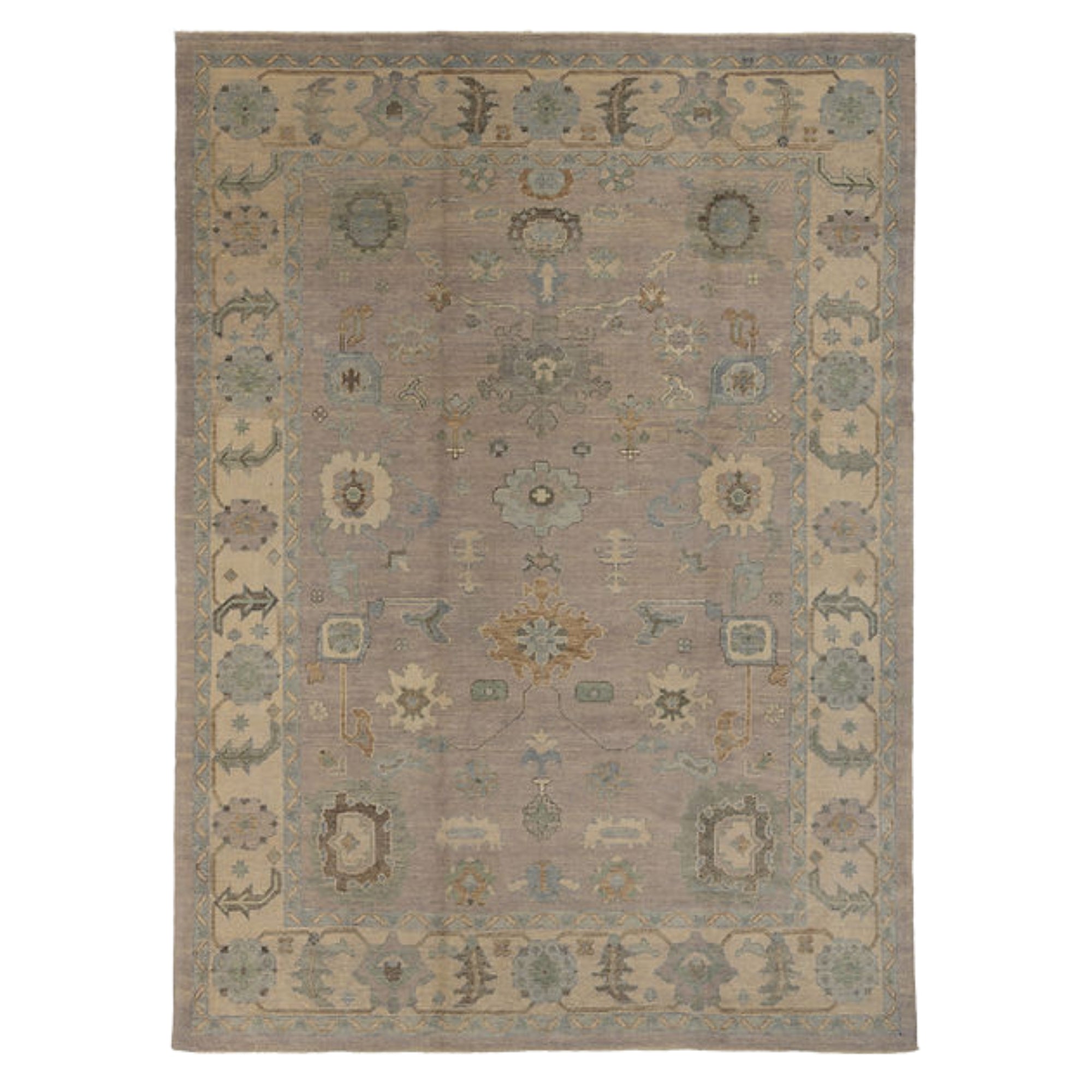 9 x 12.7 ft Hand Knotted Oushak Rug