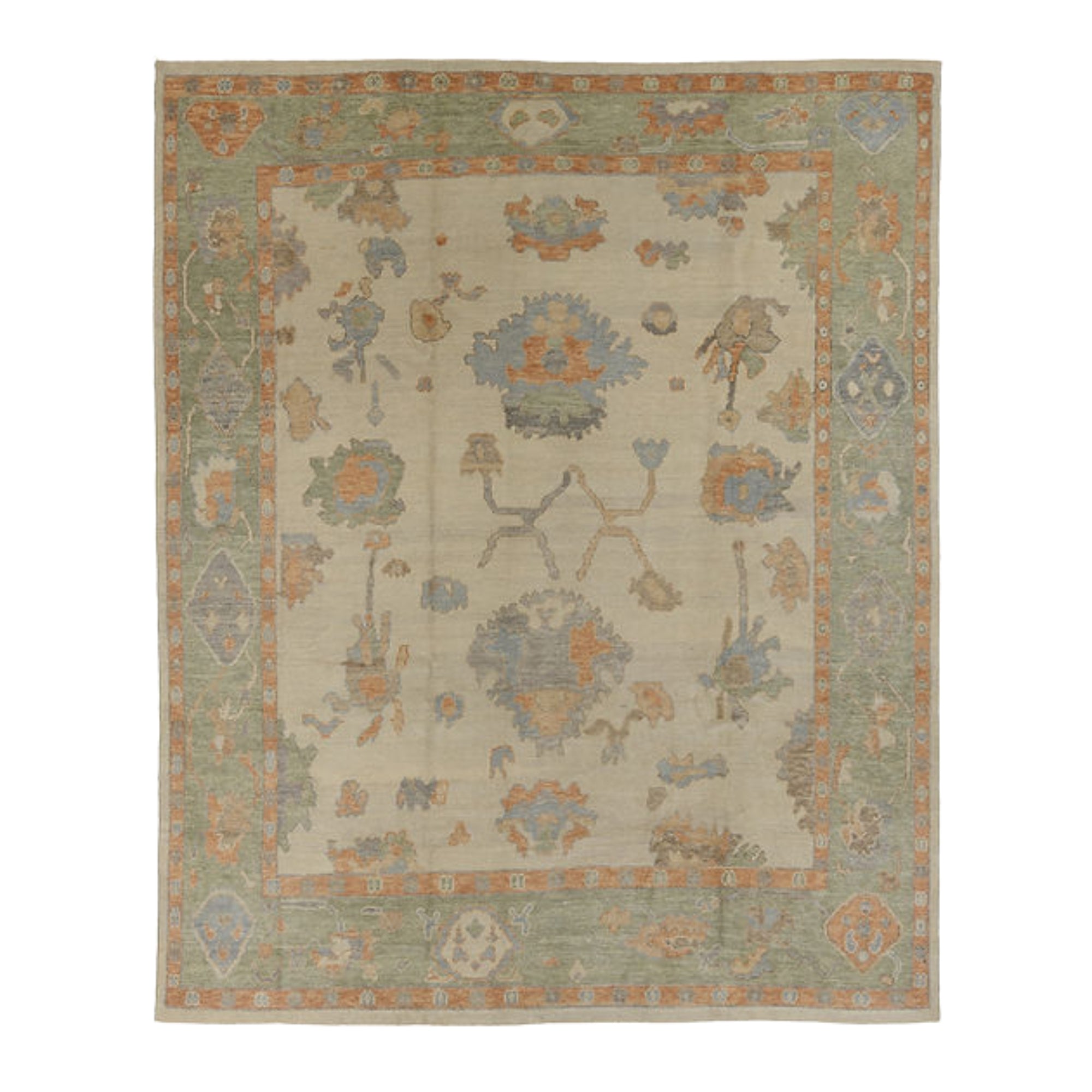 9.3 x 11.5 ft Hand Knotted Oushak Rug