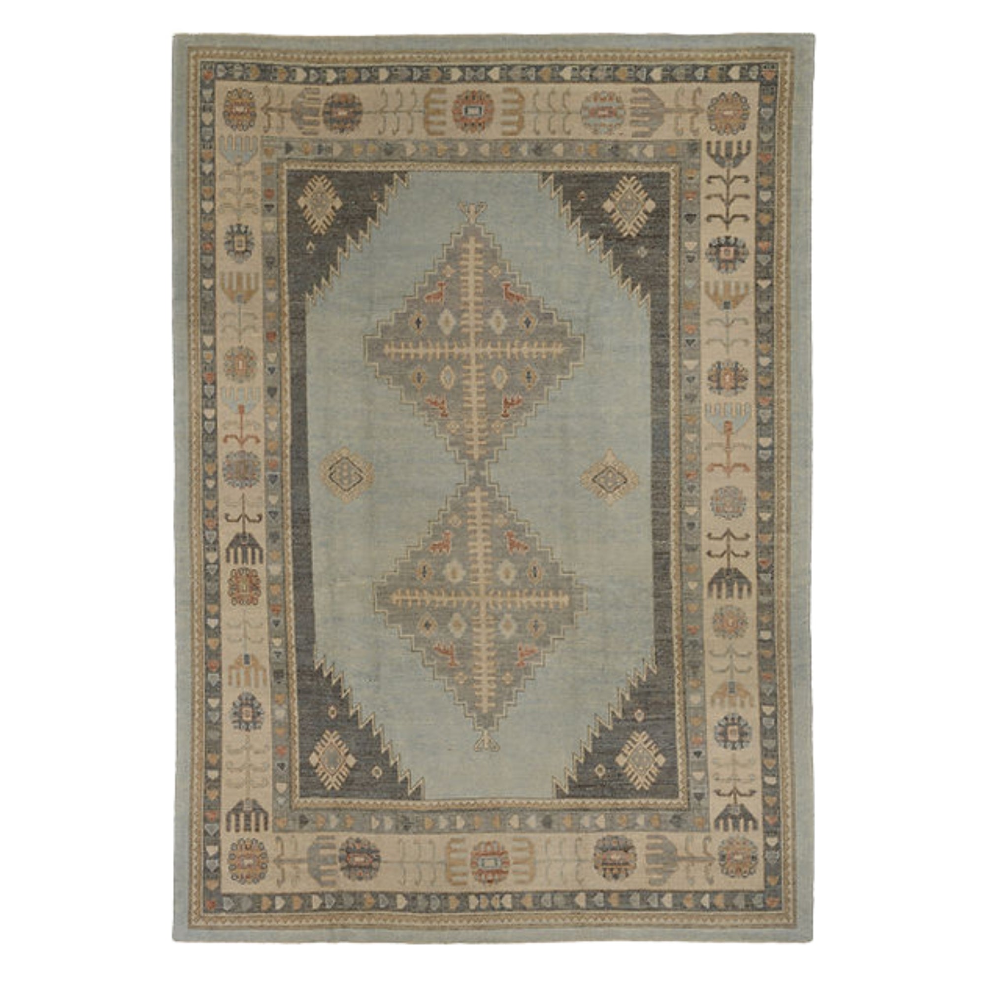 8.10 x 12.7 ft Hand Knotted Oushak Rug
