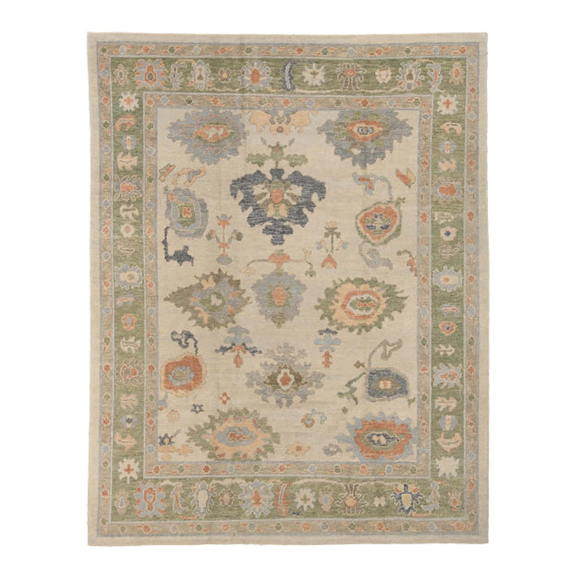 9.2 x 11.9 ft Hand Knotted Oushak Rug