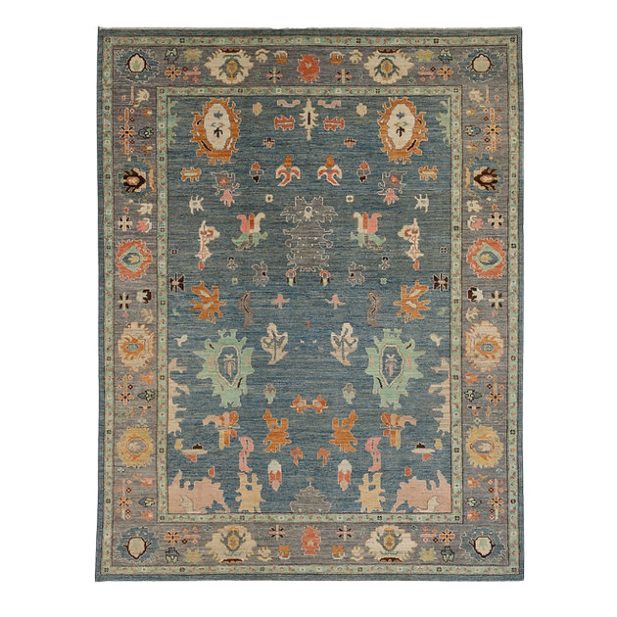 8.11 x 11.8 ft Hand Knotted Oushak Rug