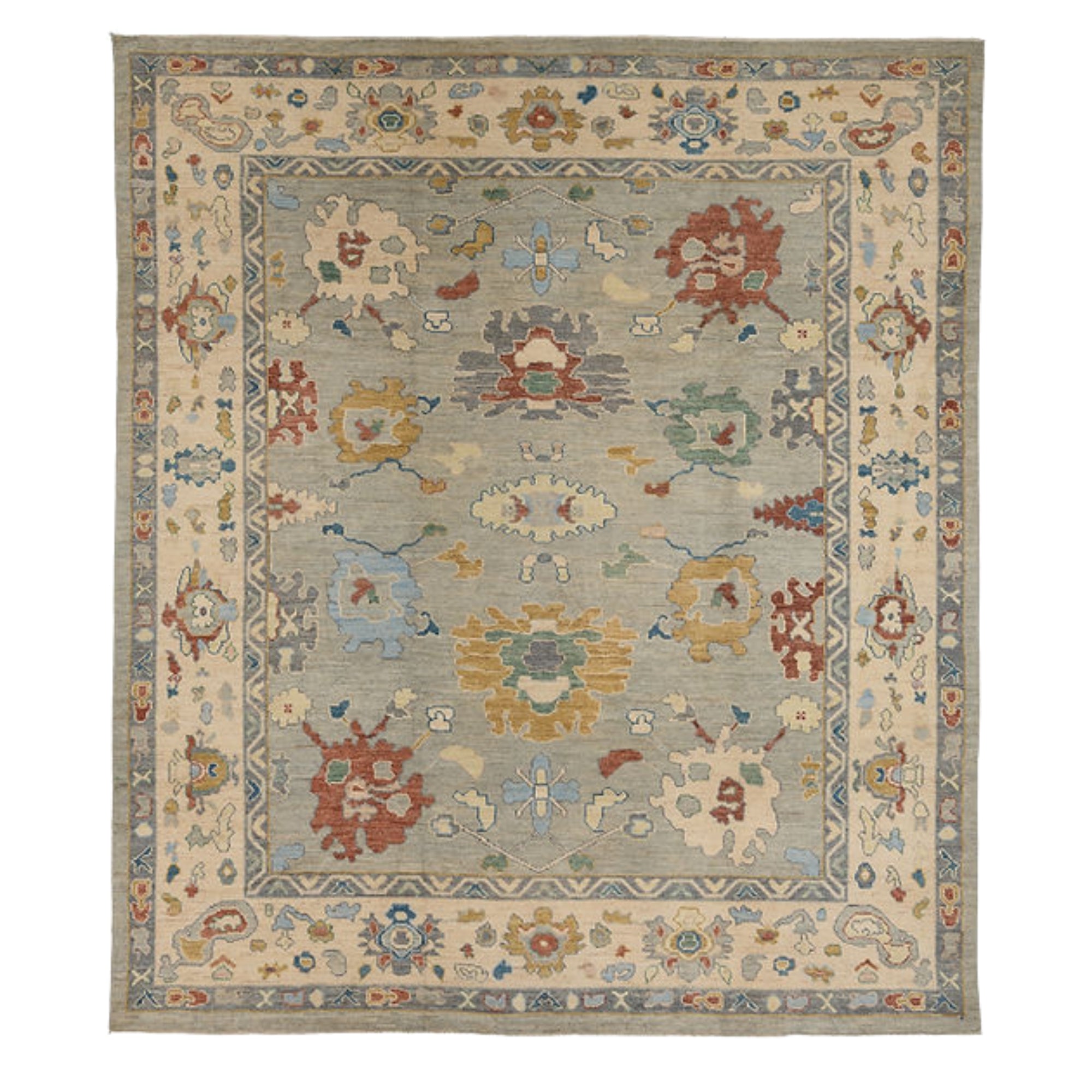 9.10 x 11.5 ft Hand Knotted Oushak Rug