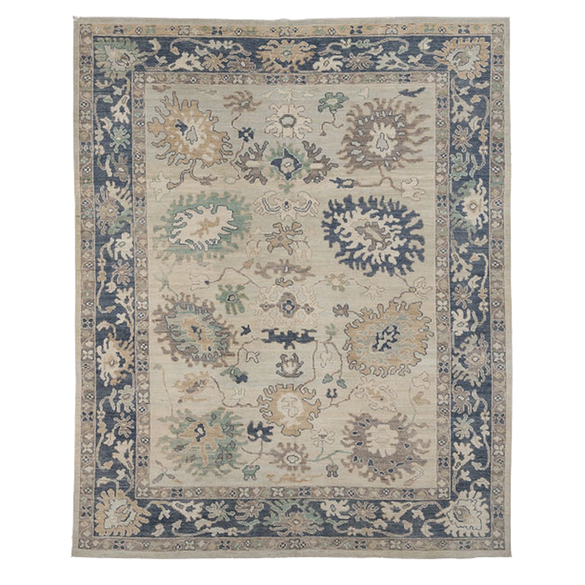 9.5 x 11.9 ft Hand Knotted Oushak Rug