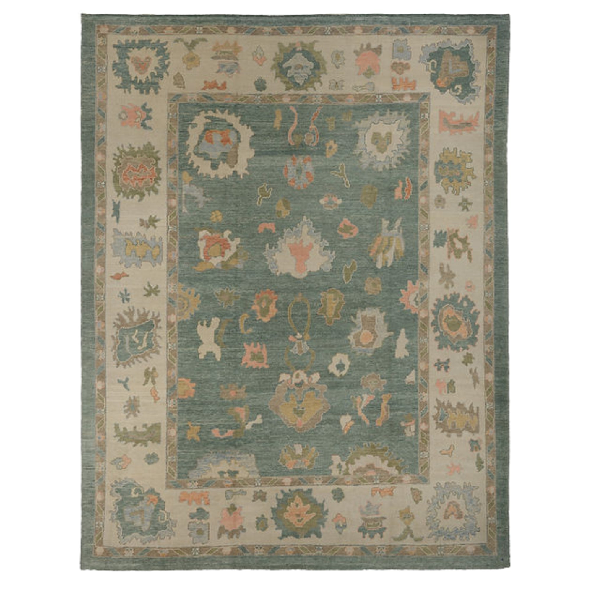 10.9 x 14 ft Hand Knotted Oushak Rug
