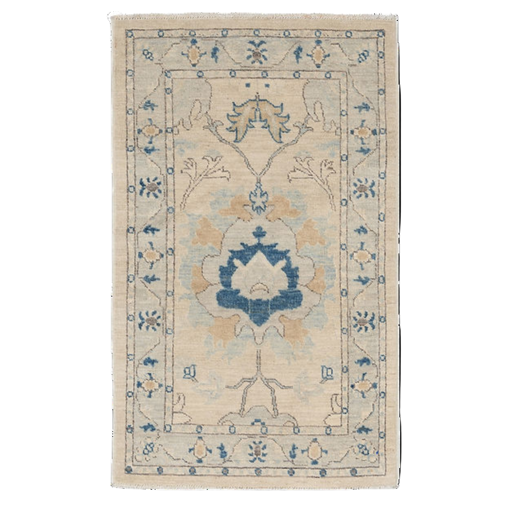 2.7 x 4.4 ft Hand Knotted Oushak Rug