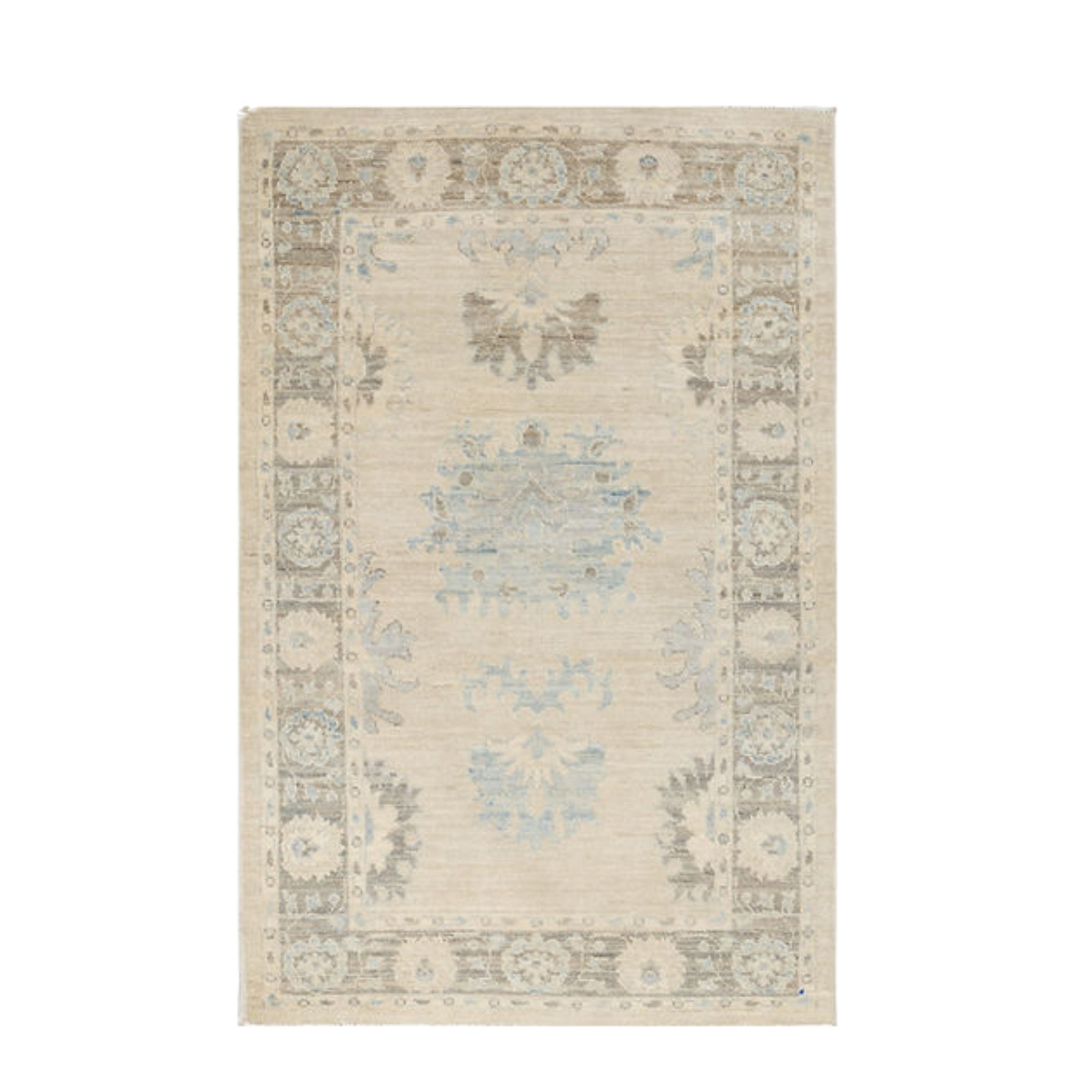 3.2 x 4.11 ft Hand Knotted Oushak Rug