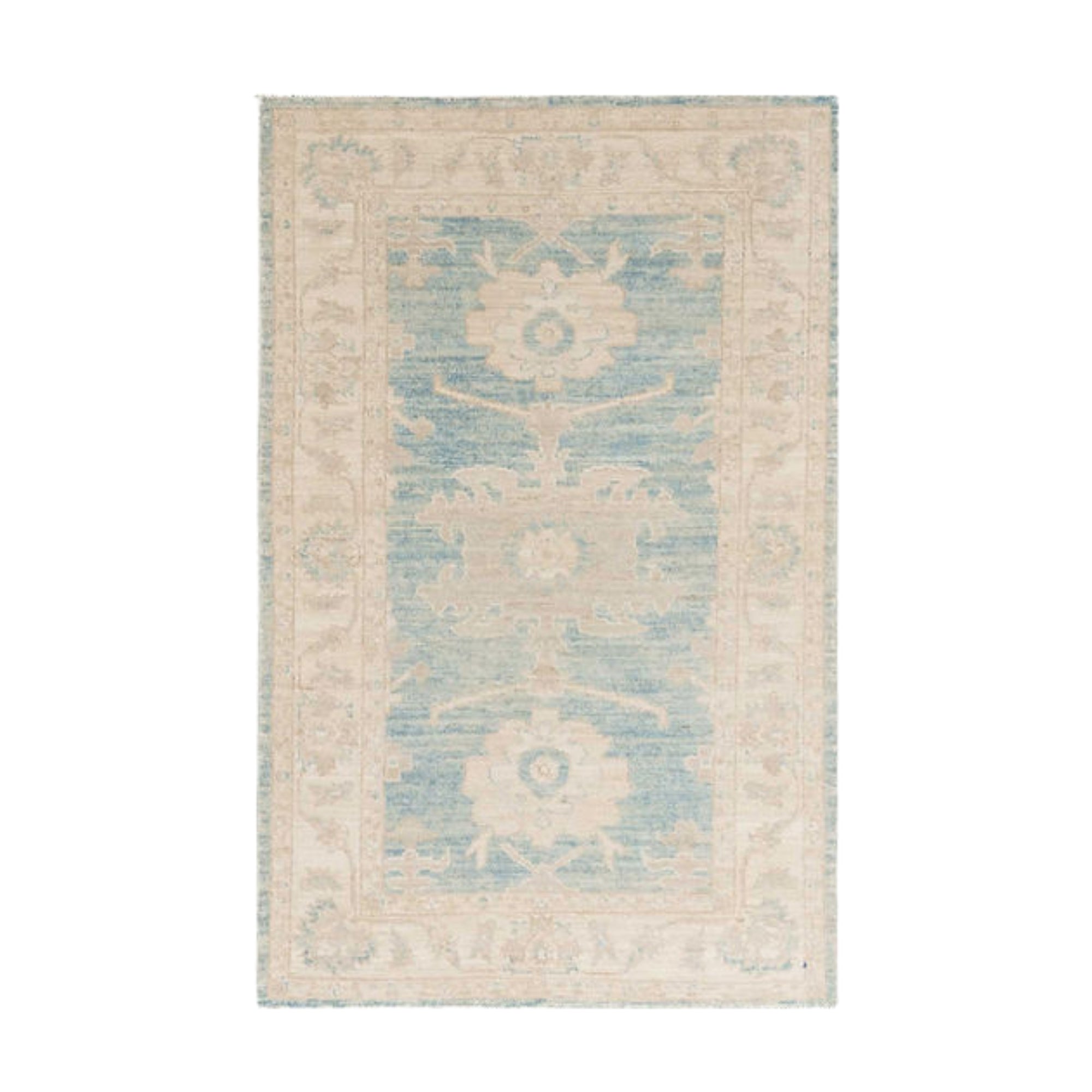 3.2 x 4.11 ft Hand Knotted Oushak Rug