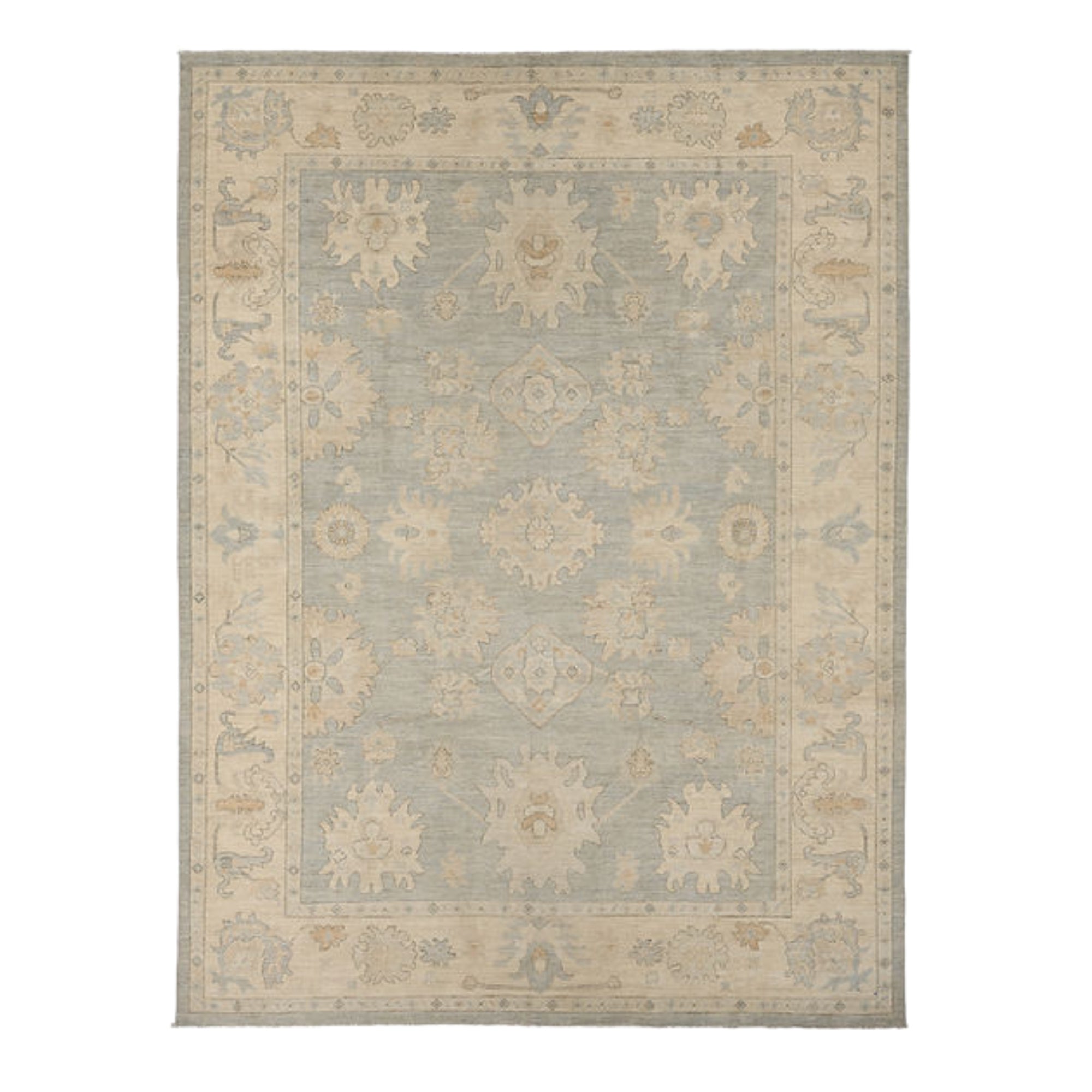 9.2 x 12.4 ft Hand Knotted Oushak Rug