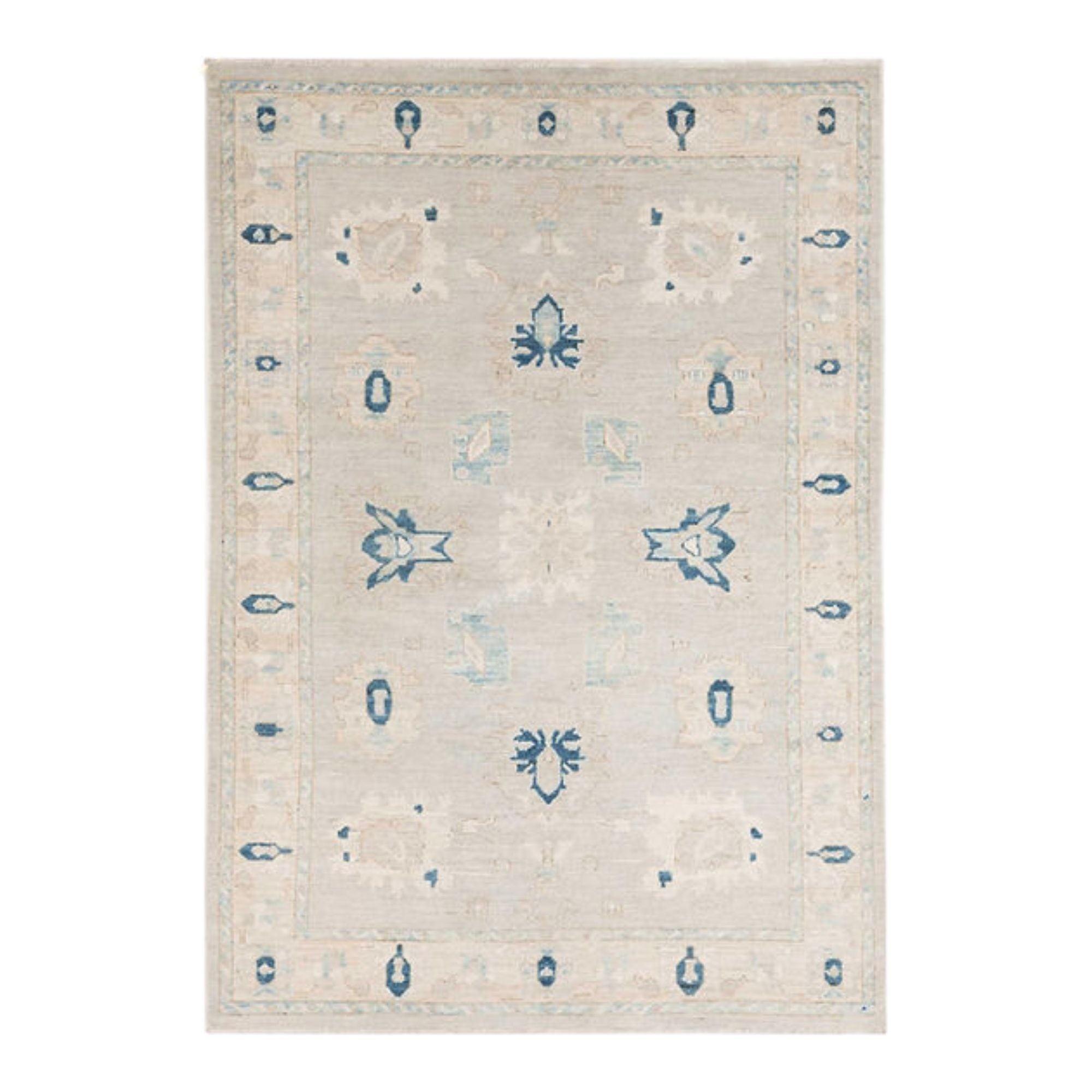 4.11 x 6.11 ft Hand Knotted Oushak Rug