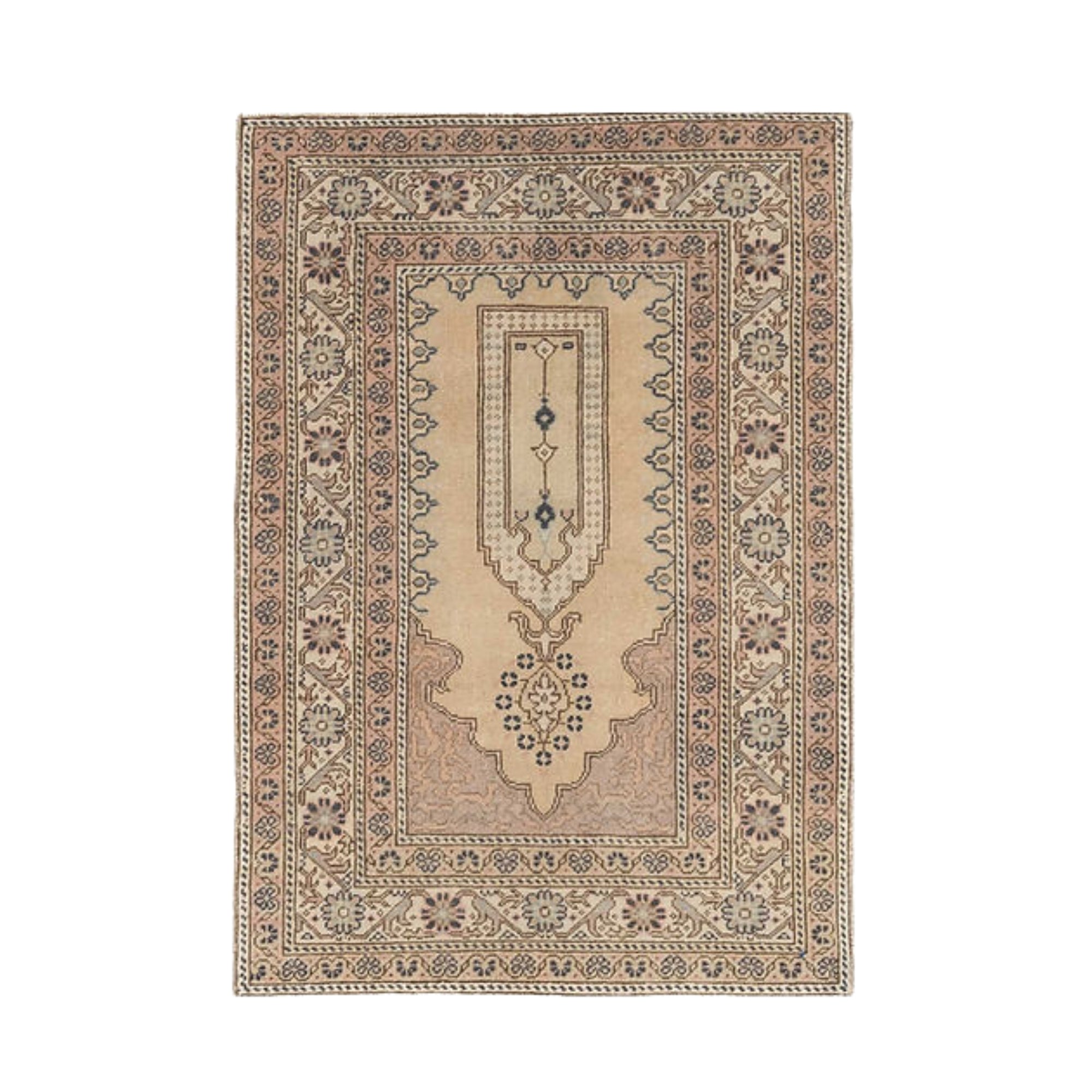 2.6 x 3.7 ft Hand Knotted Turkish Oushak Rug