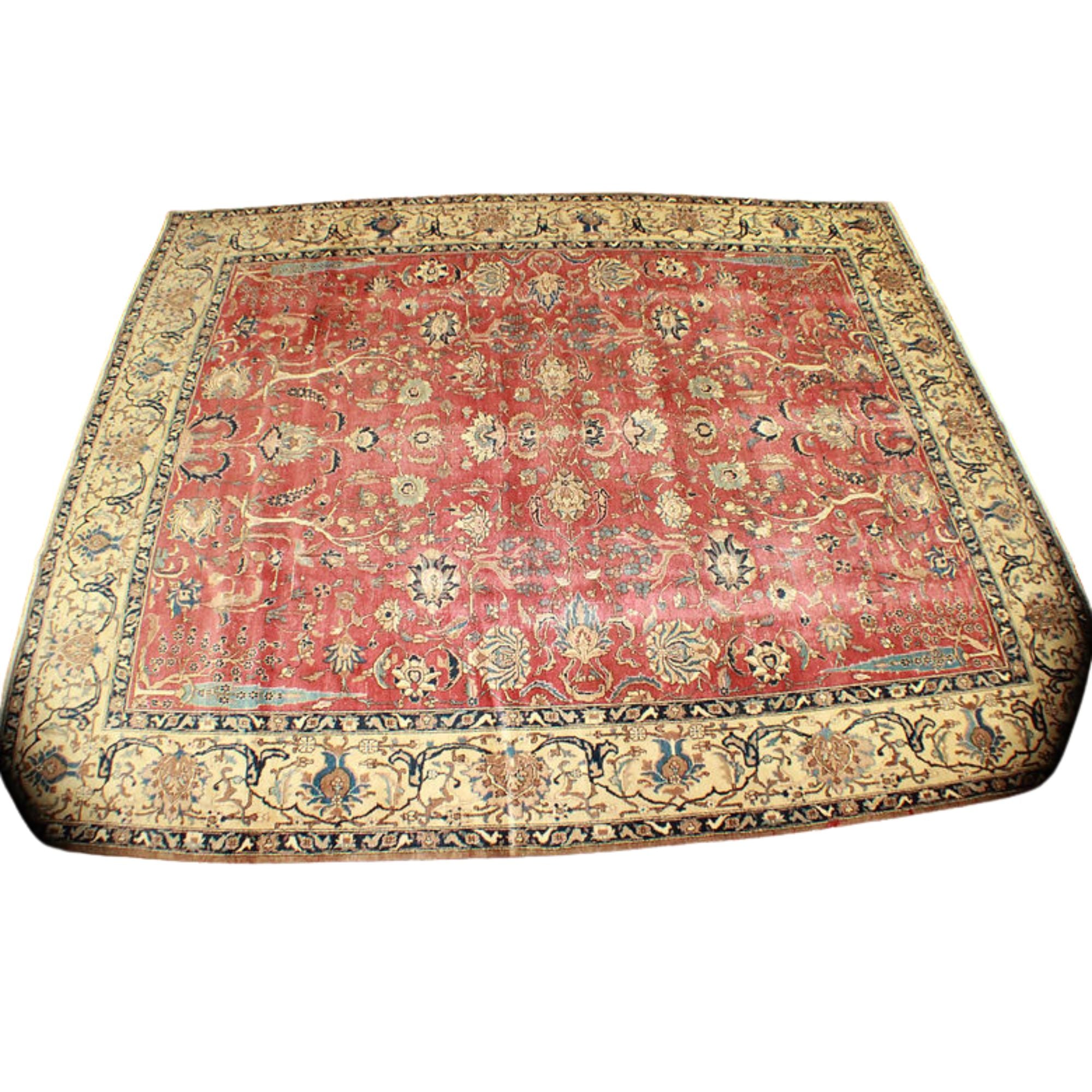 10.6 x 13.3 ft Hand Knotted Persian Tabriz Rug
