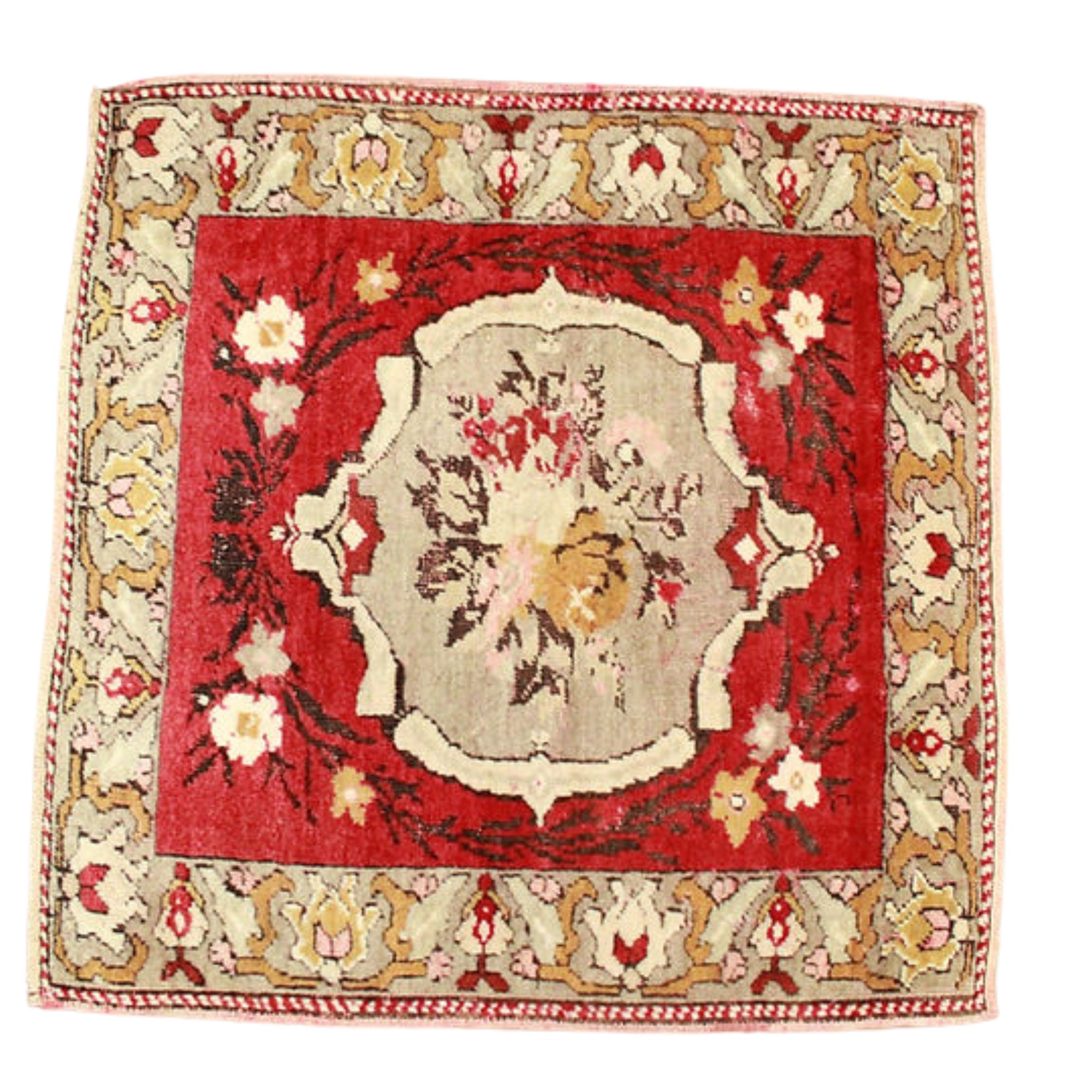 2.6 x 2.5 ft Hand Knotted Turkish Oushak Rug