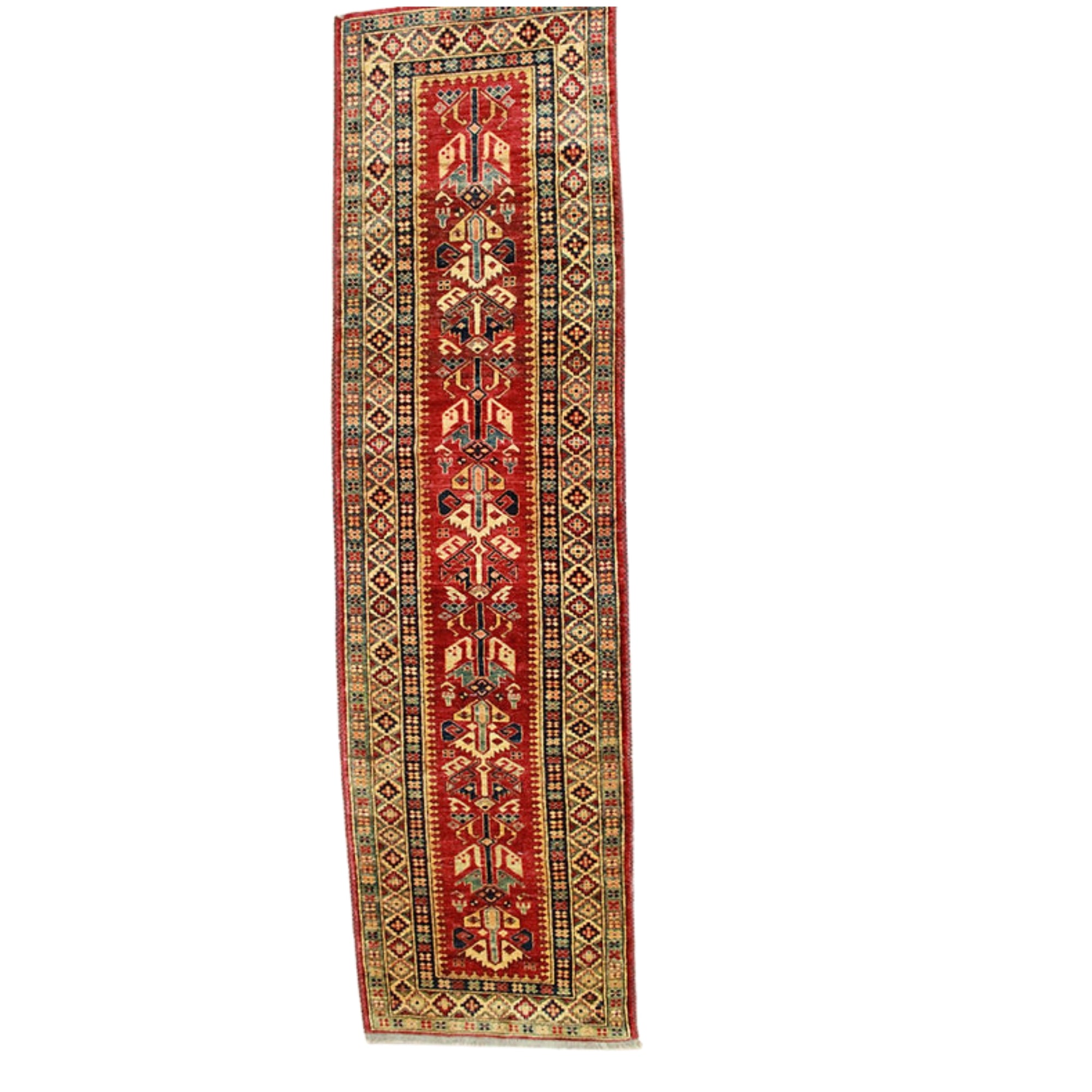 2.9 x 9.9 ft Hand Knotted Kazak Runner