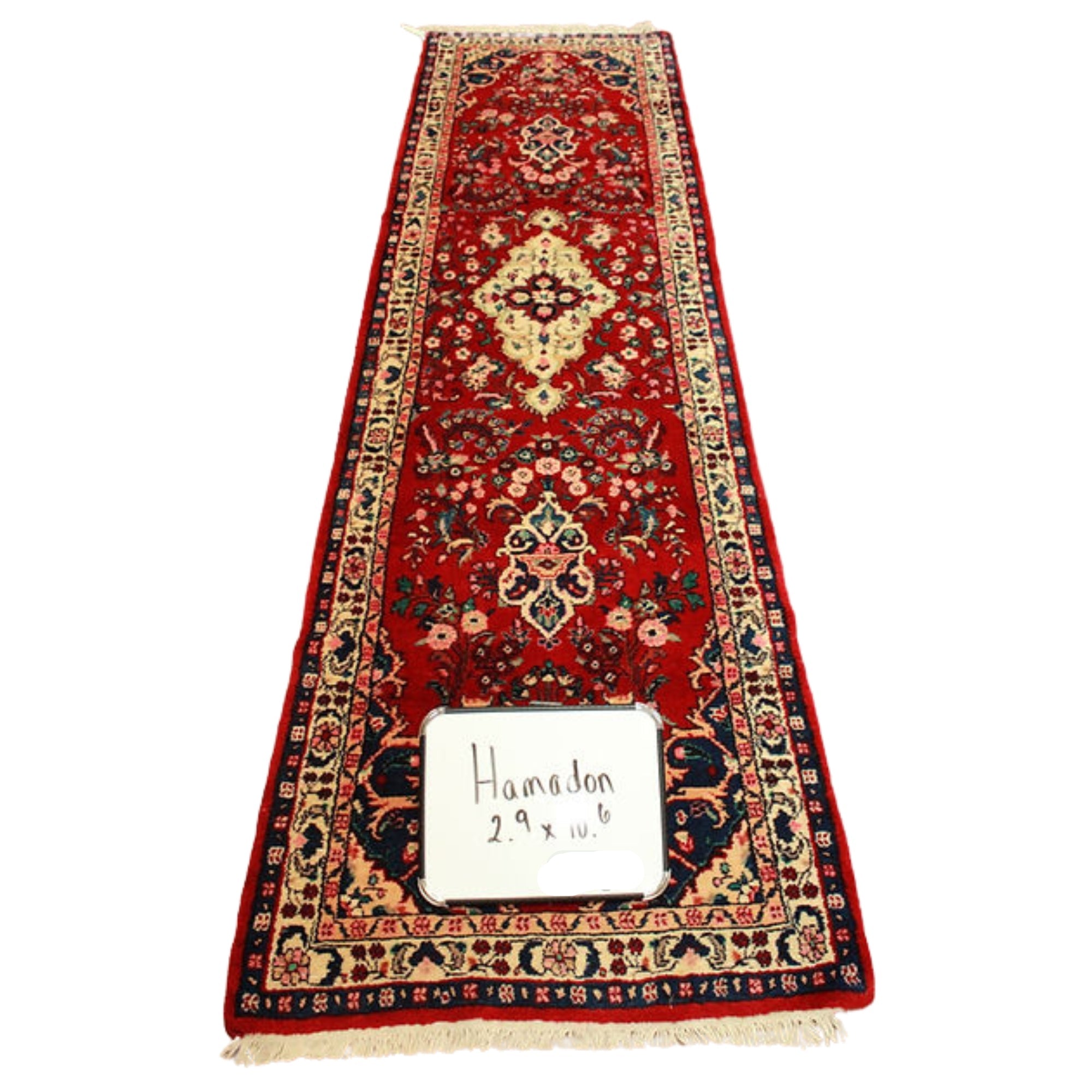 2.9 x 10.6 ft Hand Knotted Old Persian Hamadan Runner