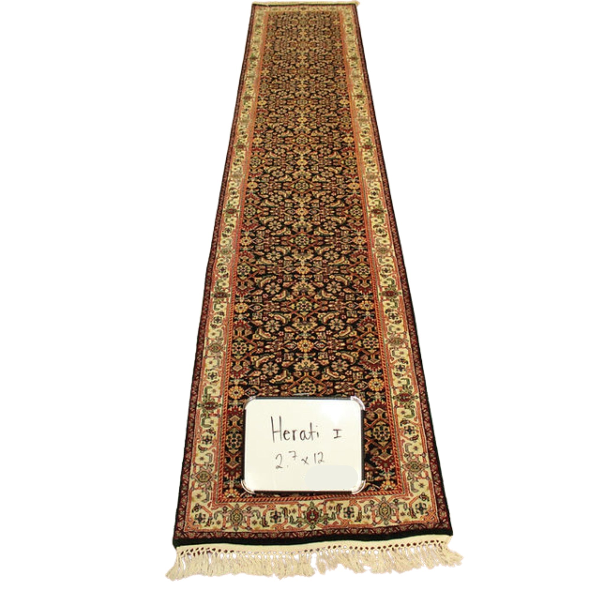 2.7 x 12 ft Hand Knotted Indian Herati Runner