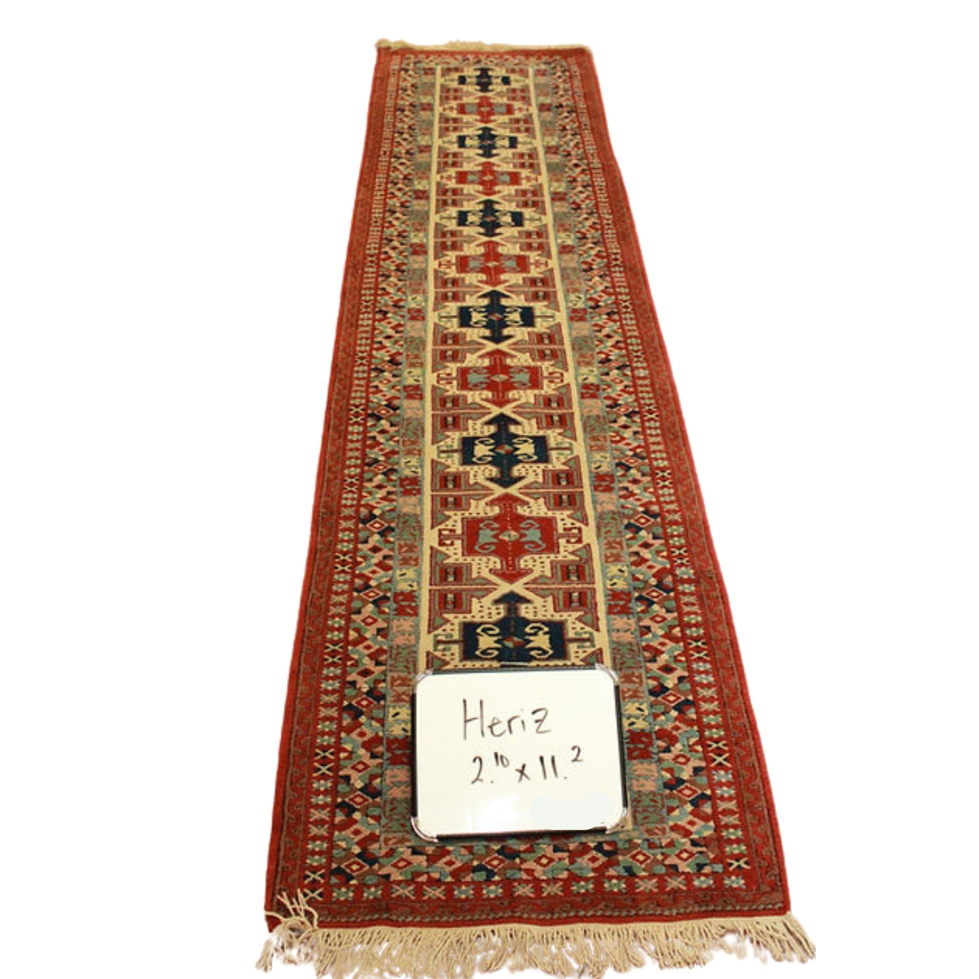 2.10 x 11.2 ft Hand Knotted Old Persian Heriz Runner