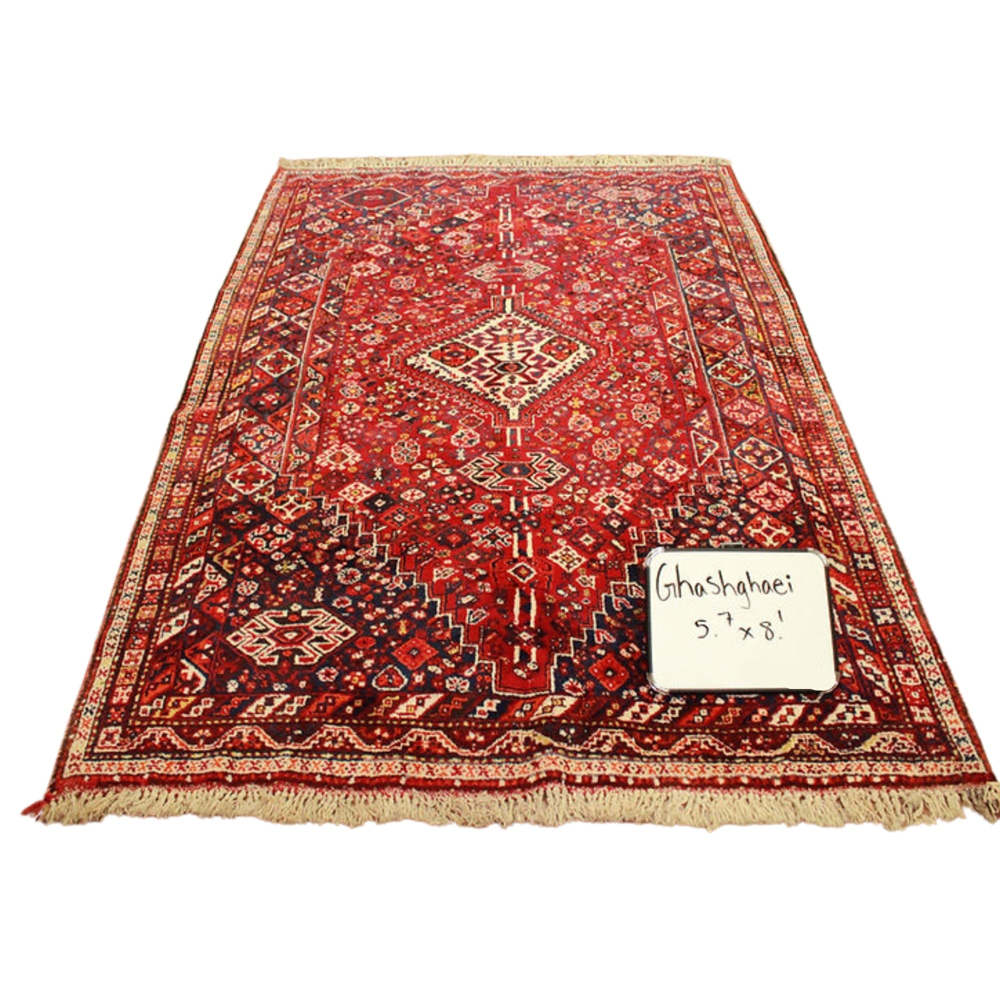 5.7 x 8.1 ft Hand Knotted Old Persian Ghashghaei Rug