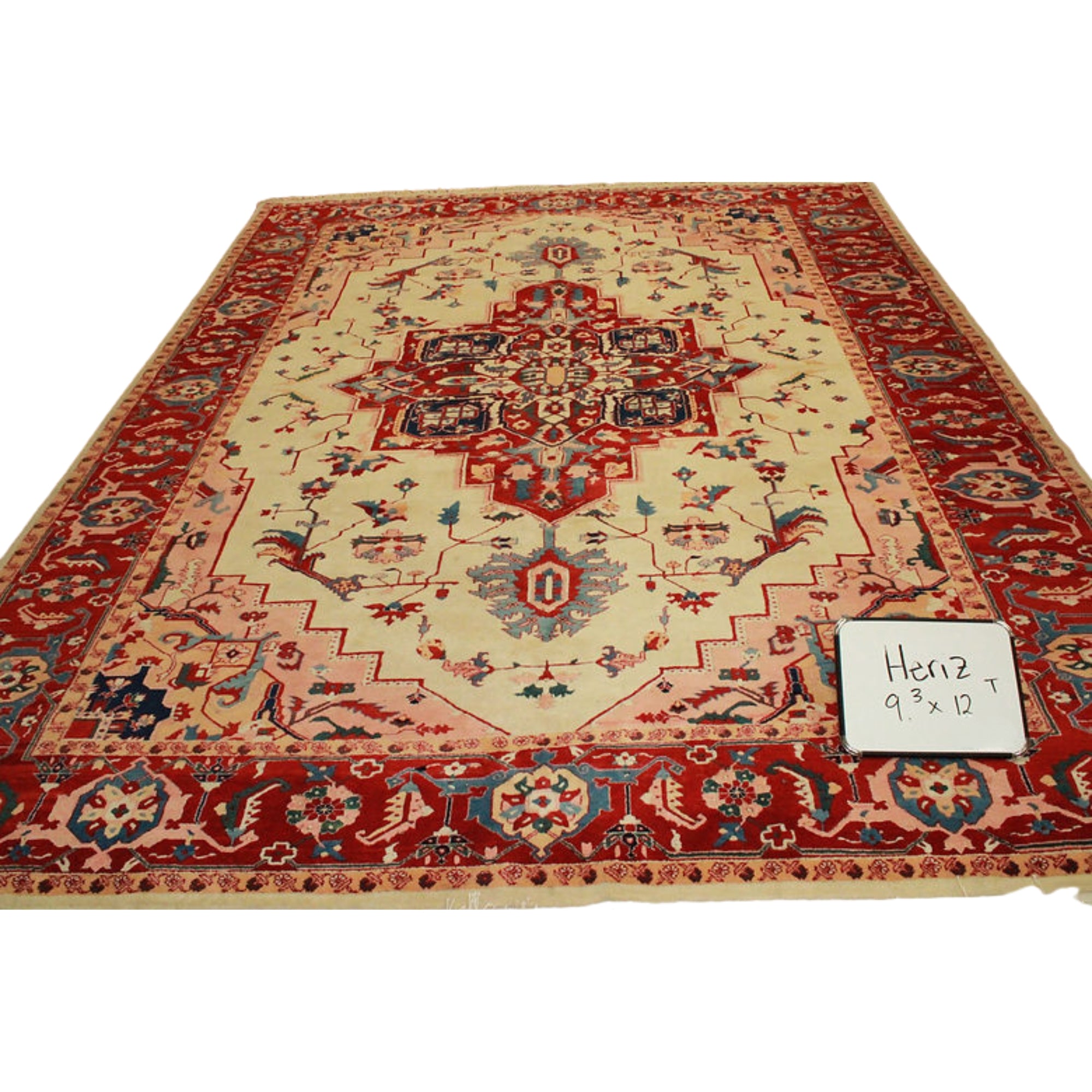 9.3 x 12 ft Hand Knotted Persian Heriz Rug