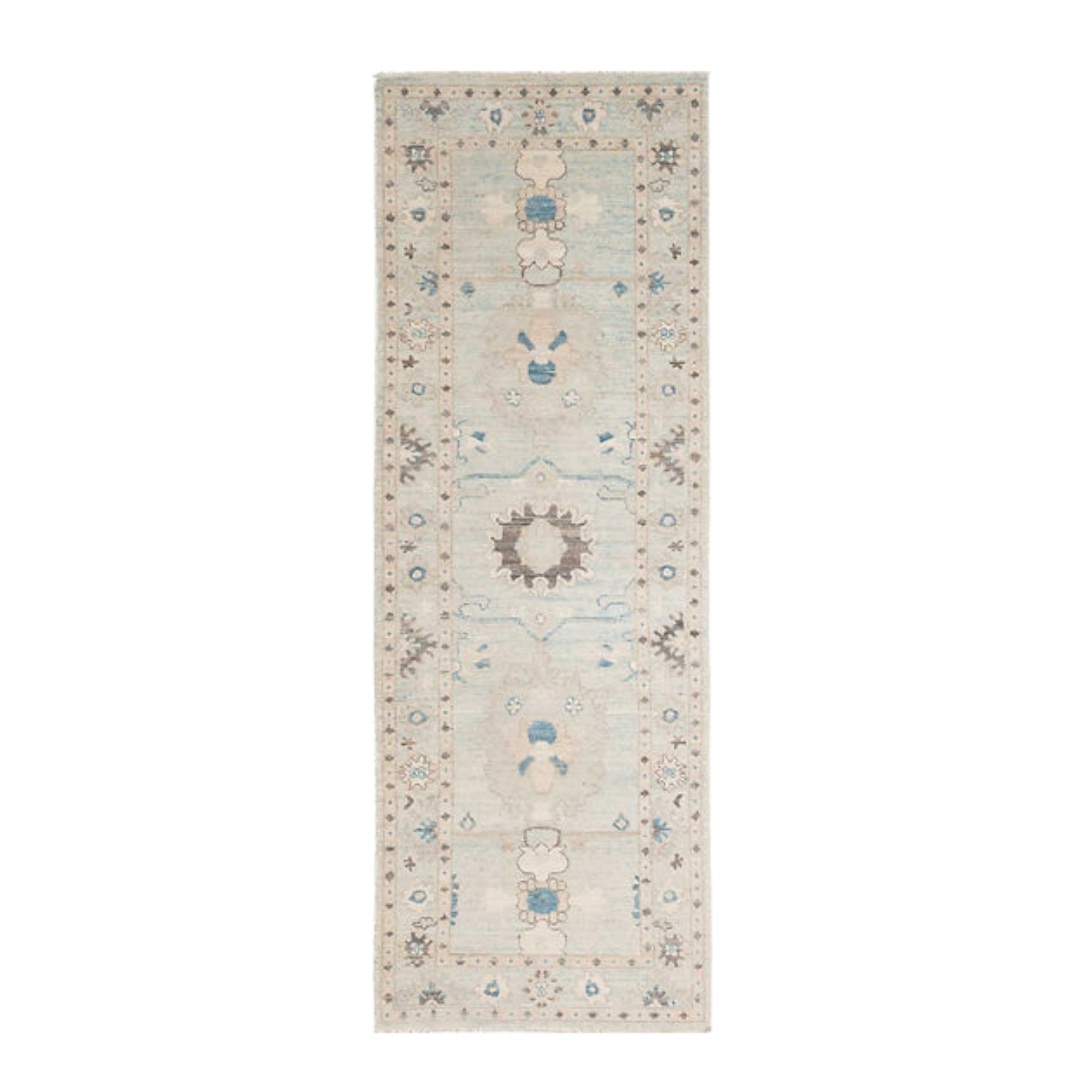 2.10 x 8 ft Hand Knotted Oushak Runner