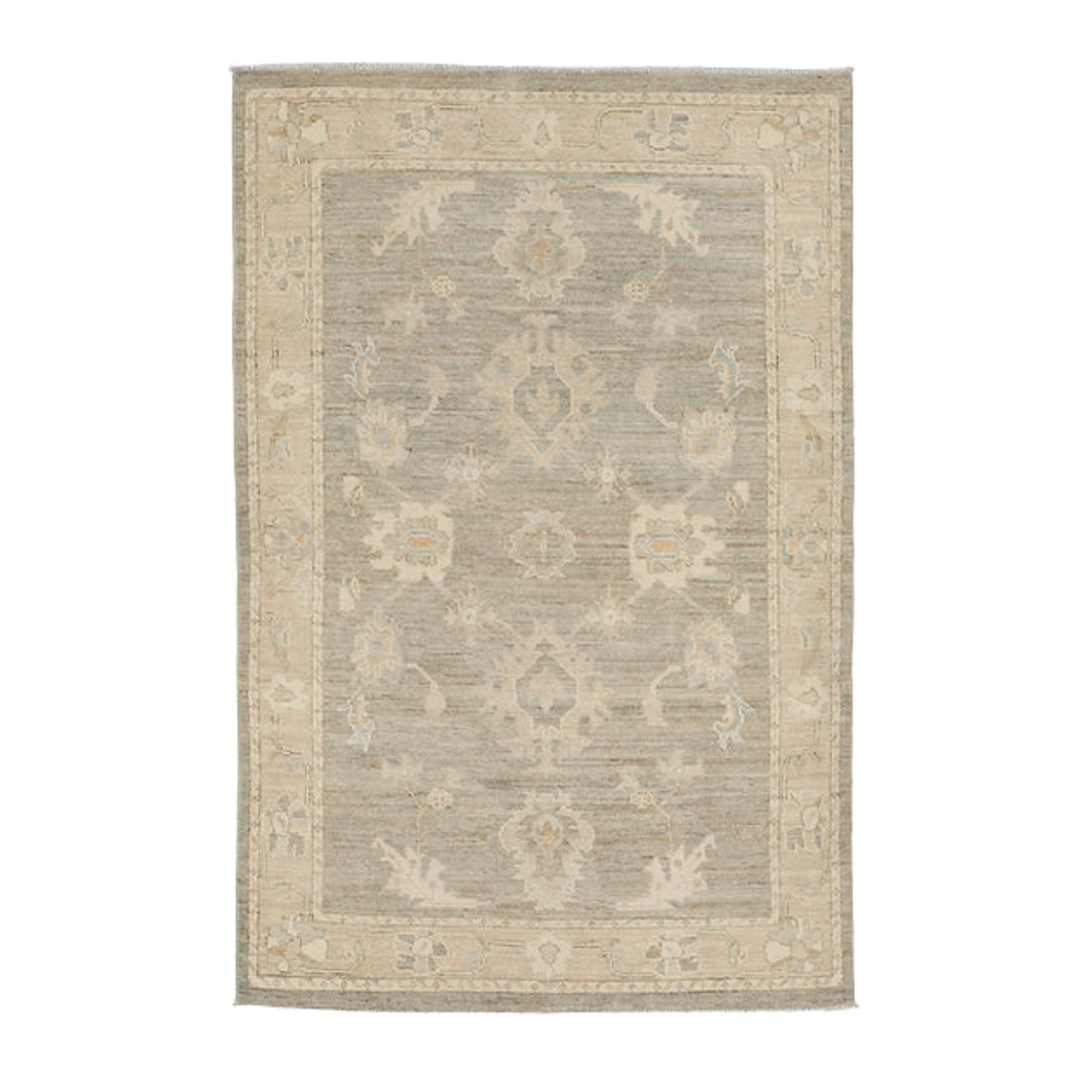 4 x 6.1 ft Hand Knotted Oushak Rug