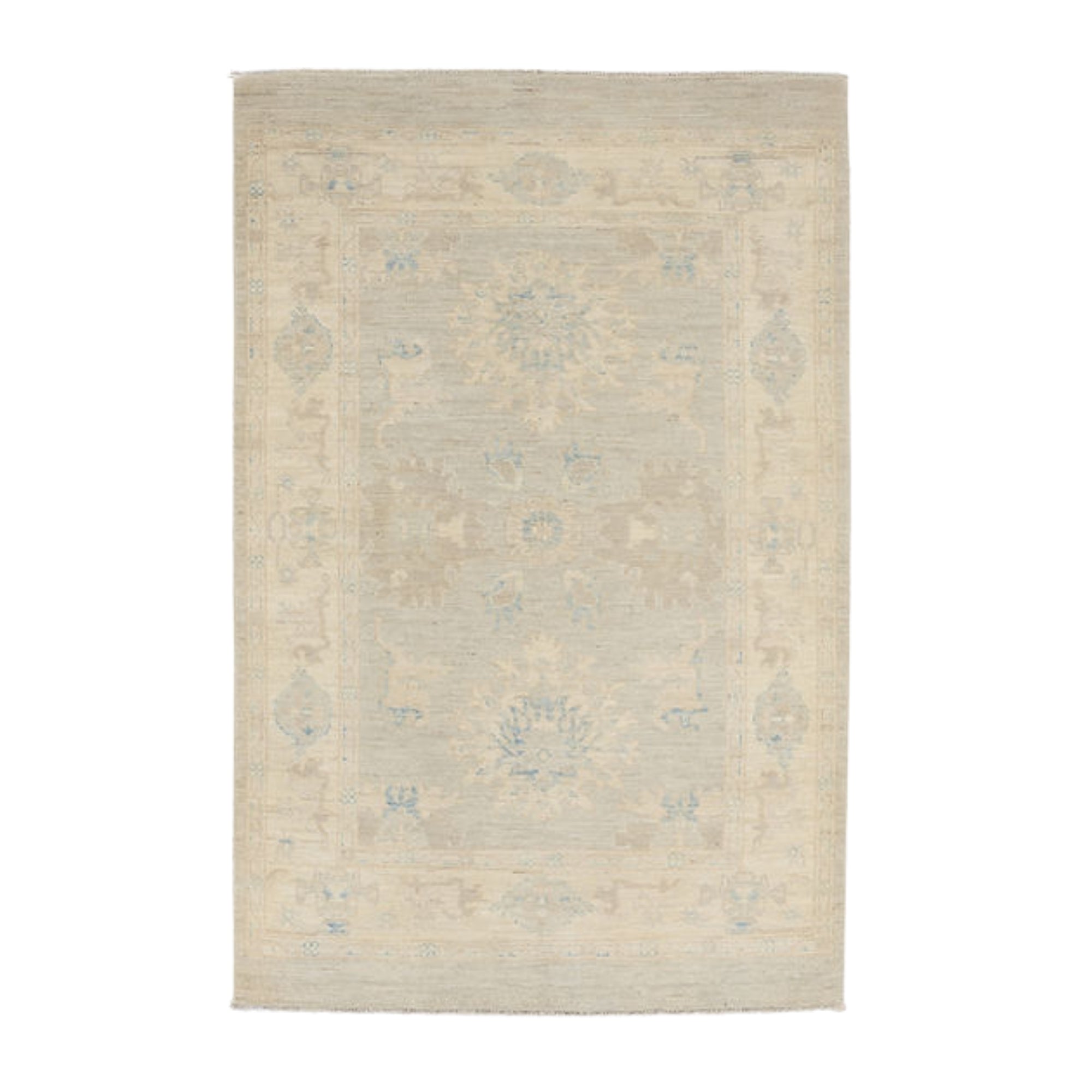 4 x 6.3 ft Hand Knotted Oushak Rug