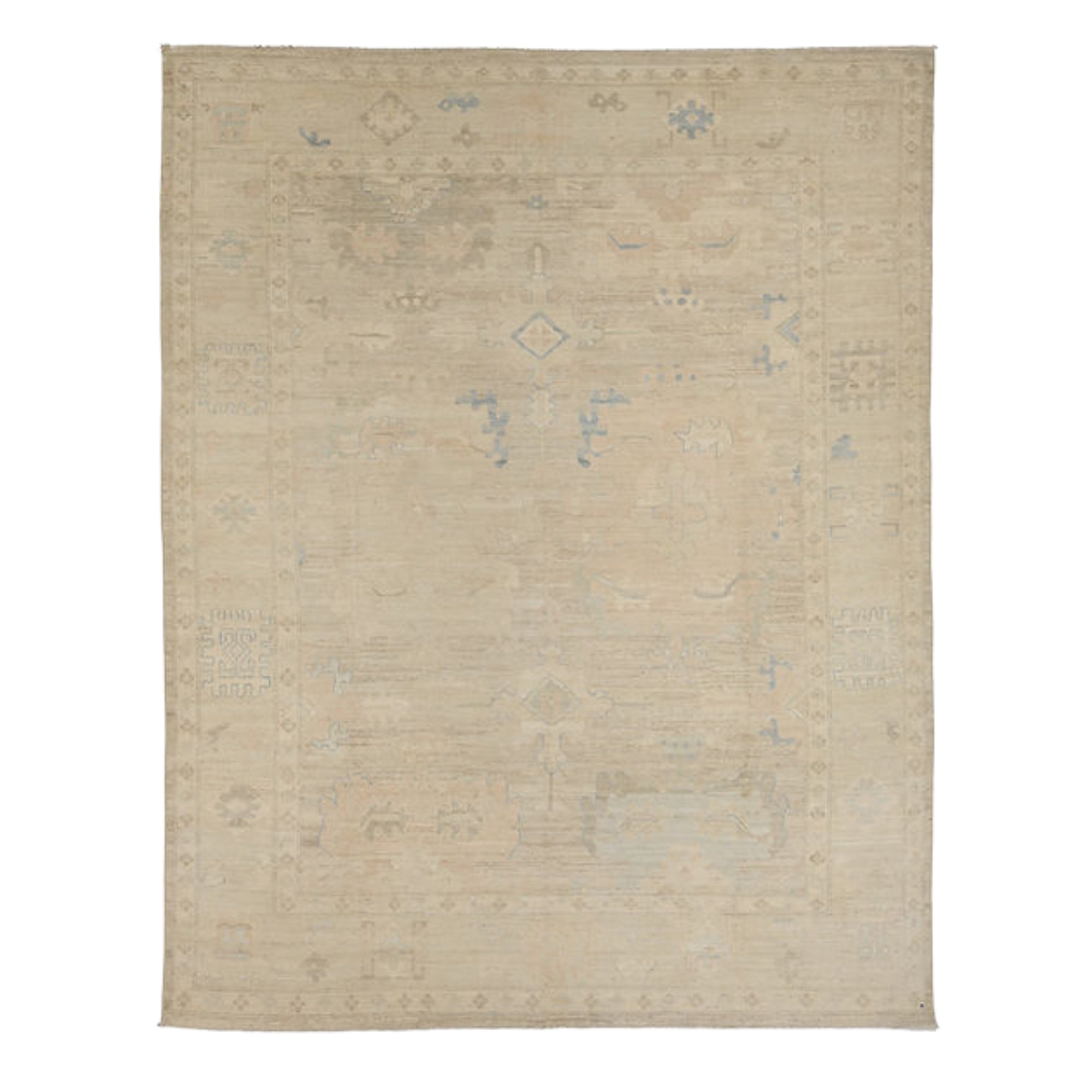 9 x 11.8 ft Hand Knotted Oushak Rug