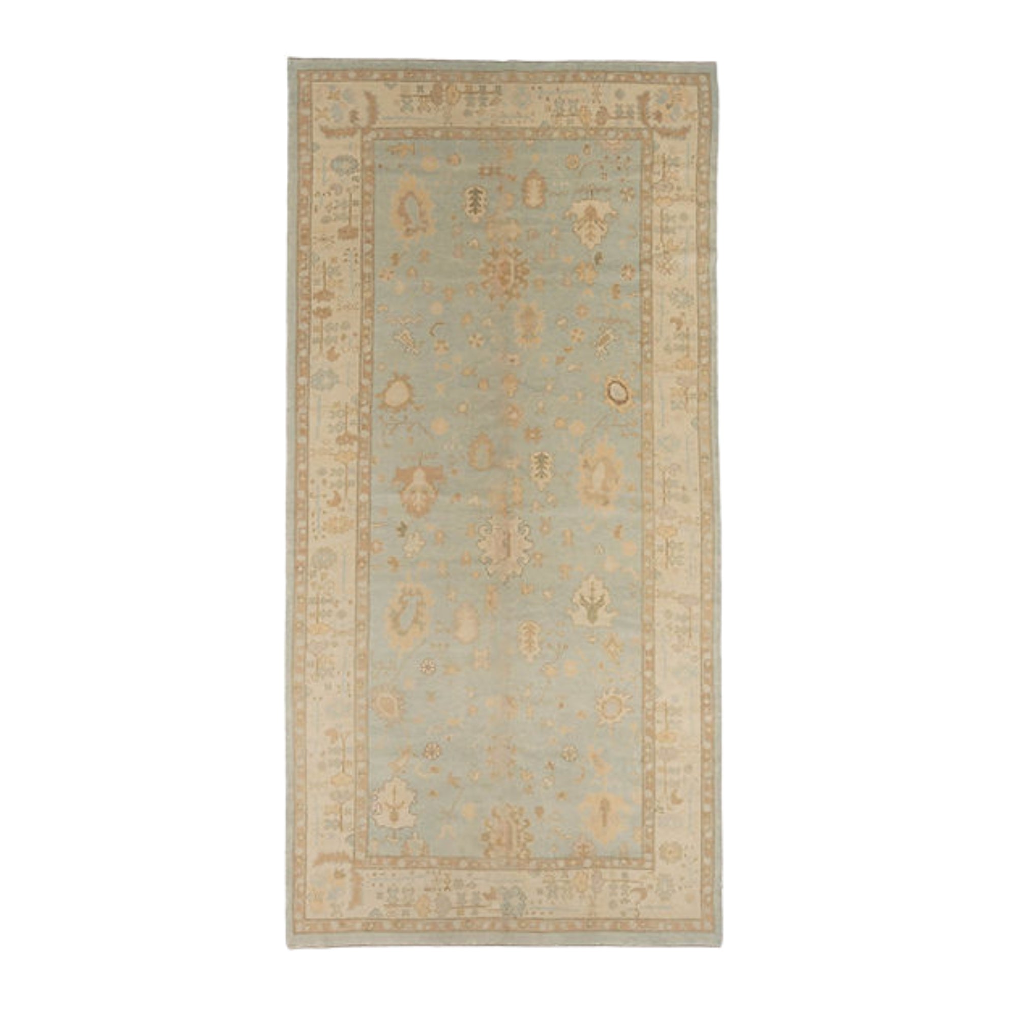 7.1 x 14.7 ft Hand Knotted Oushak Rug