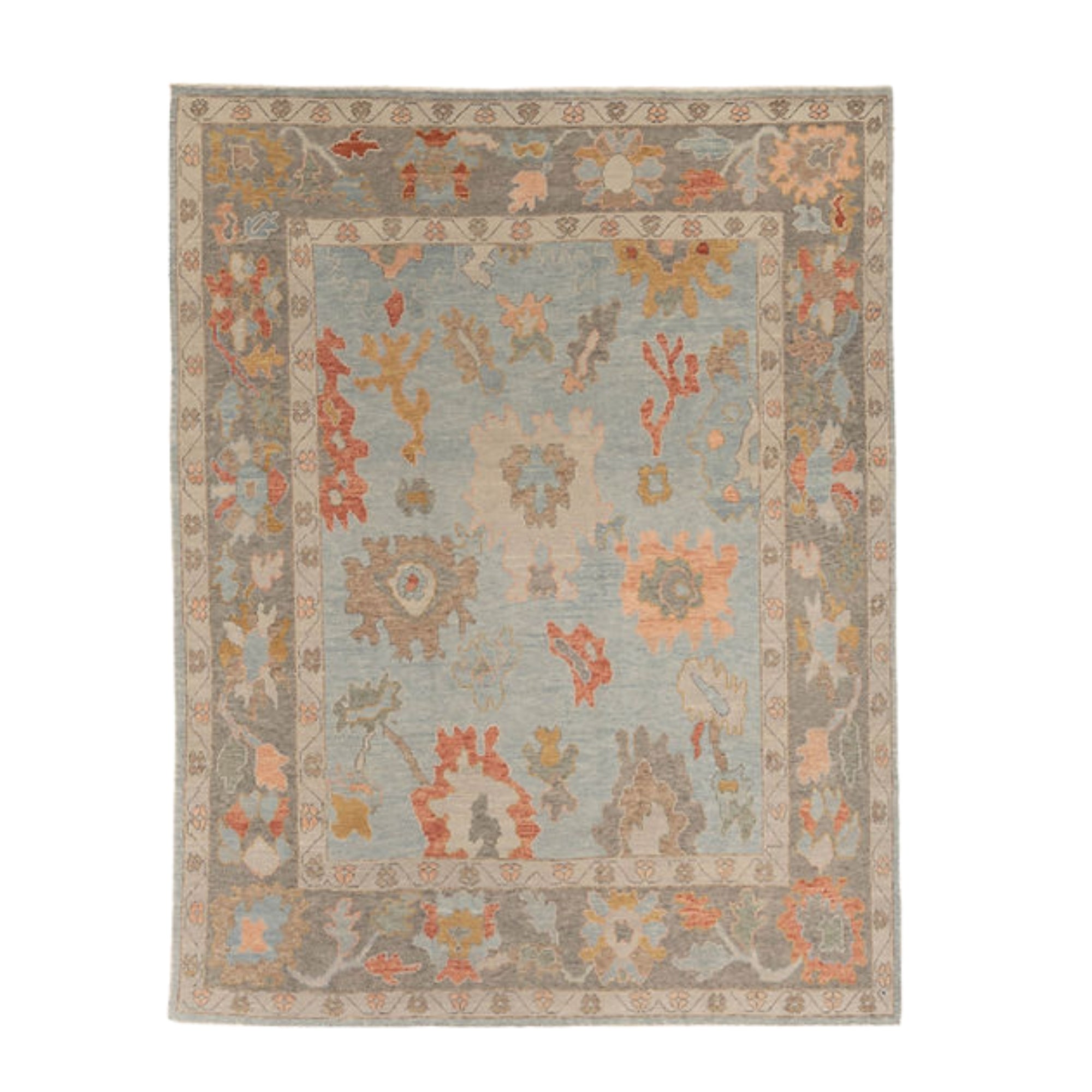 7.11 x 9.11 ft Hand Knotted Oushak Rug